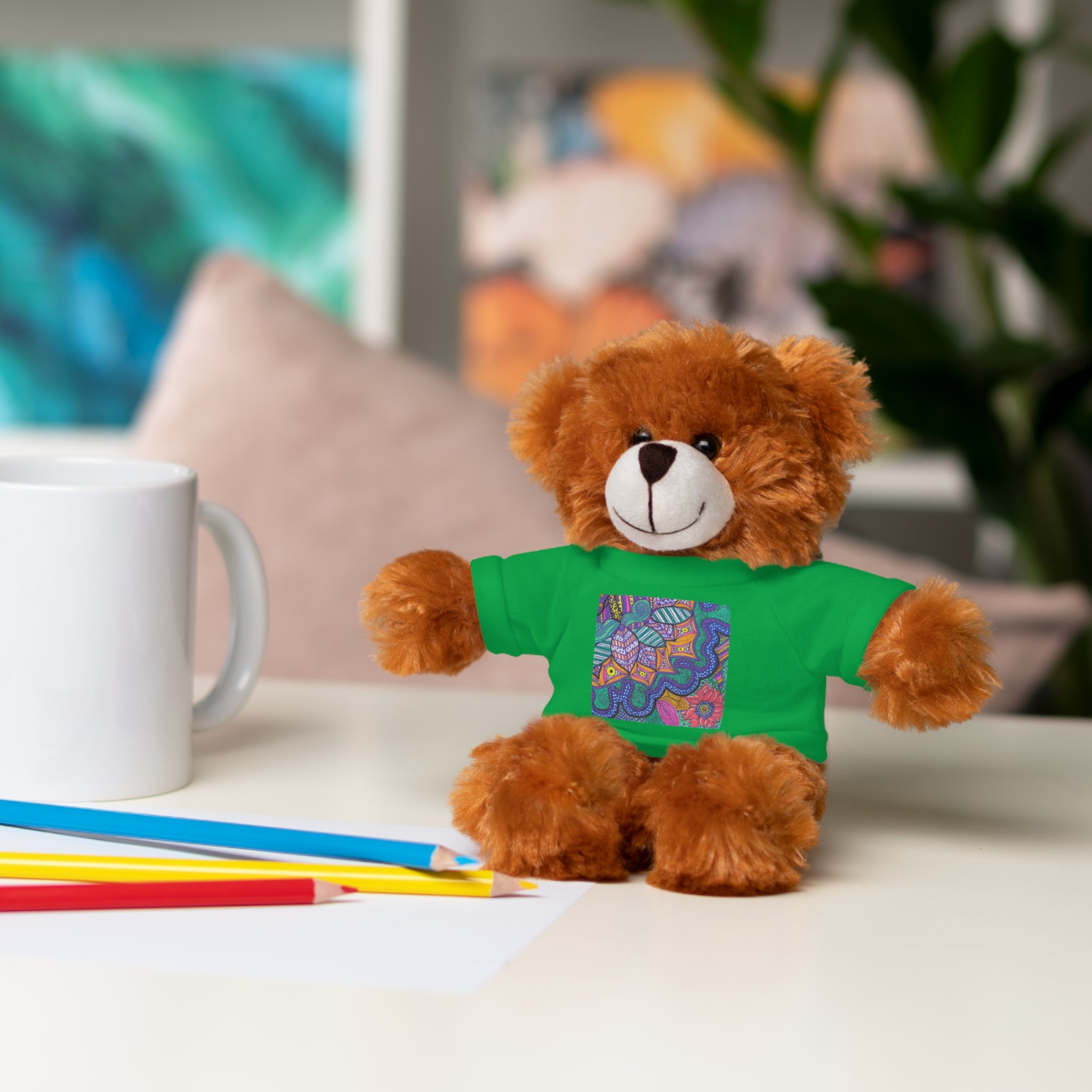 Spring Easter stuffed animal with printed tee