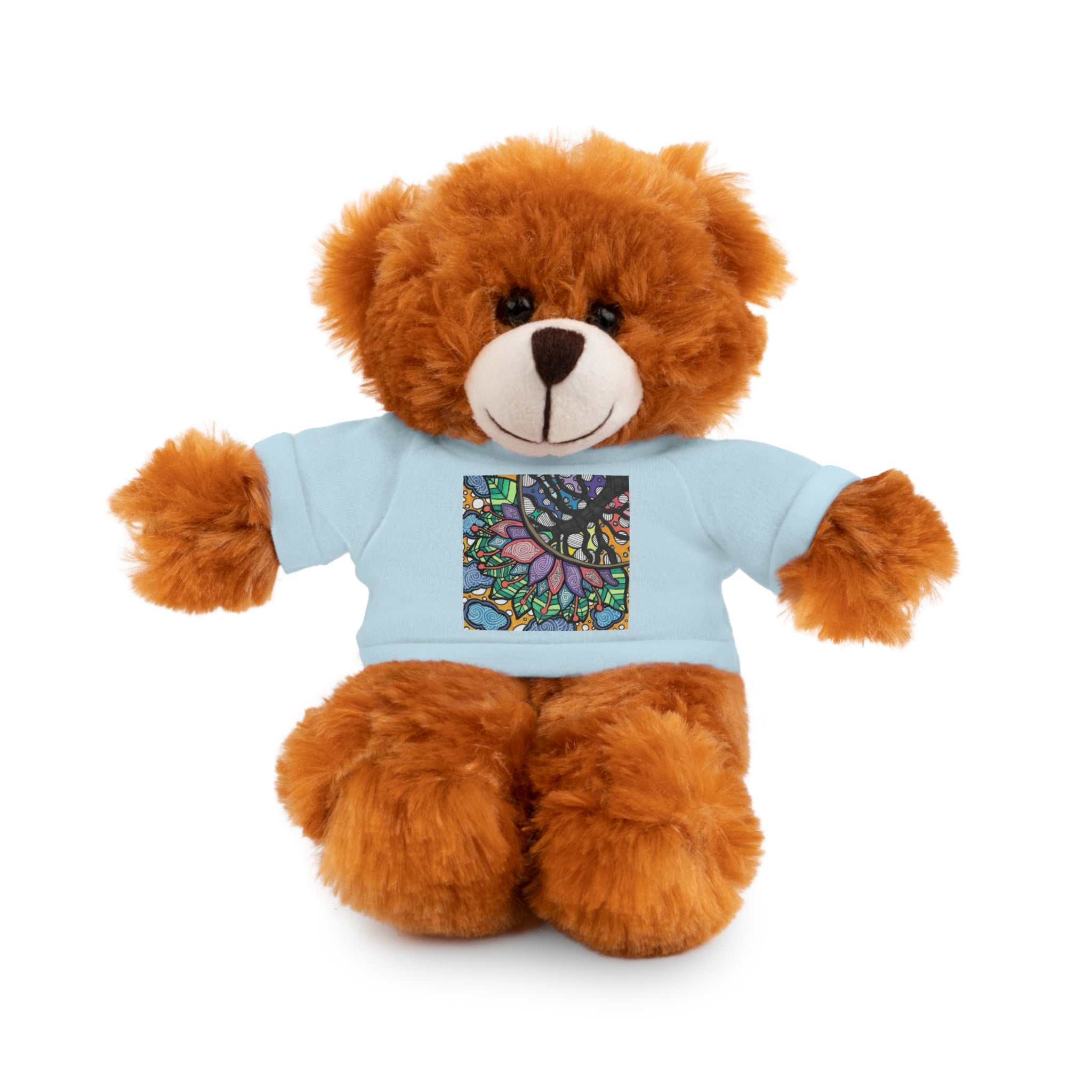 Colorful Tree of Growth stuffed animal with printed tee