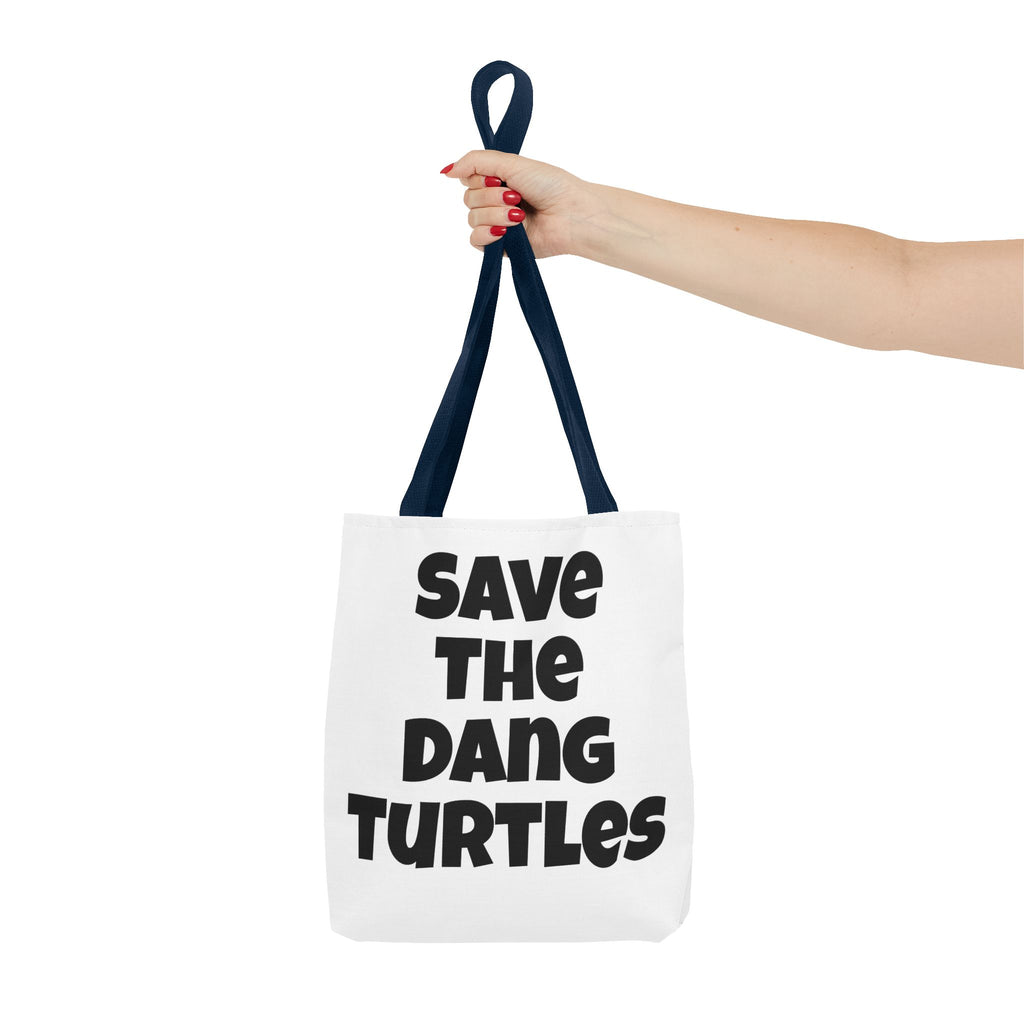 Save The Turtles Tote Bag - Reversible Sea Turtle Print Beach Grocery Tote