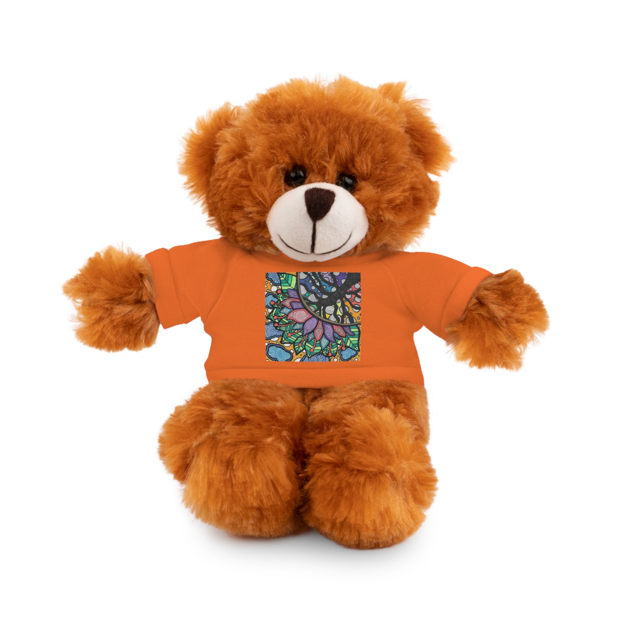 Colorful Tree of Growth stuffed animal with printed tee