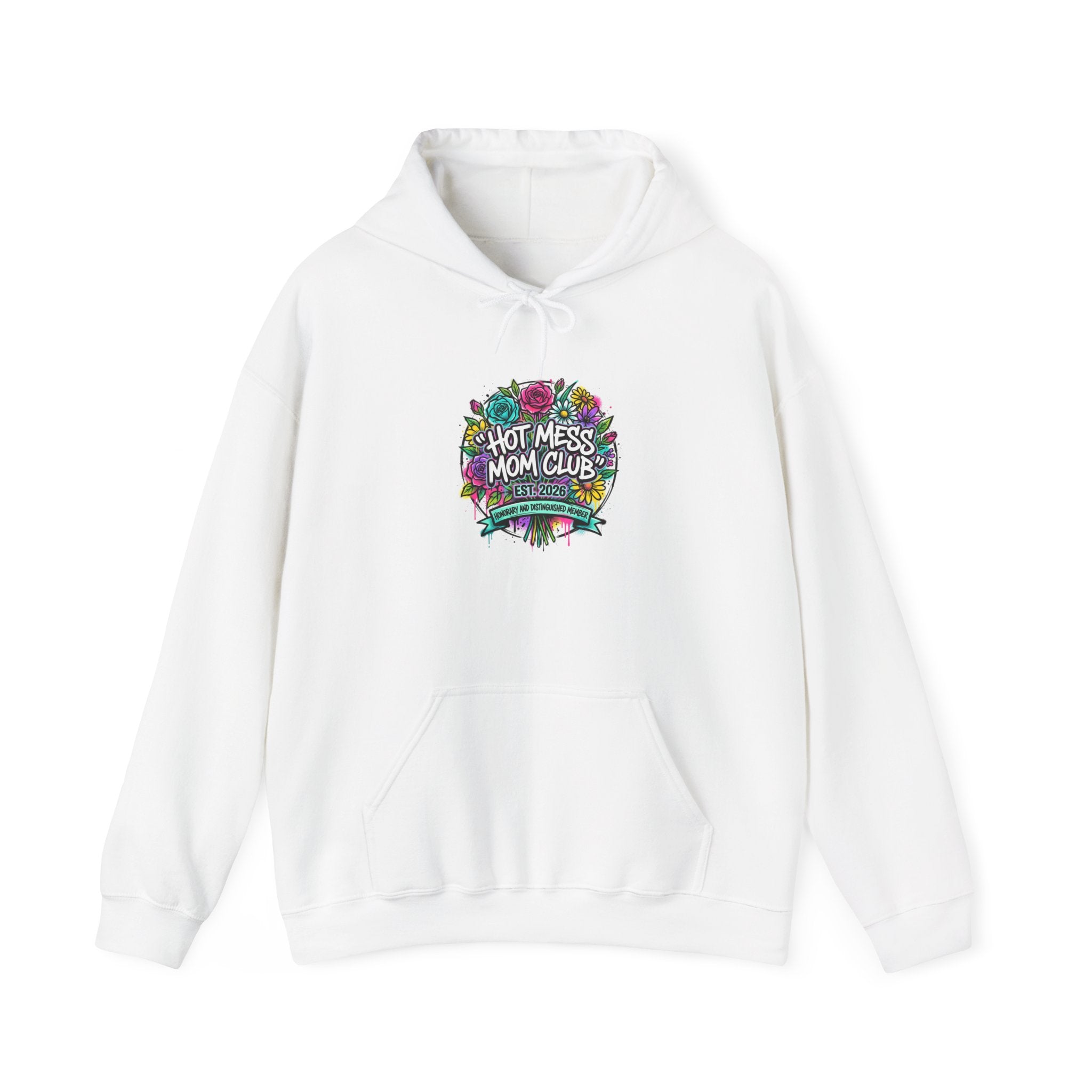 Hot Mess Mom Club Hoodie | Mother’s Day minimalist typographic mom sweatshirt