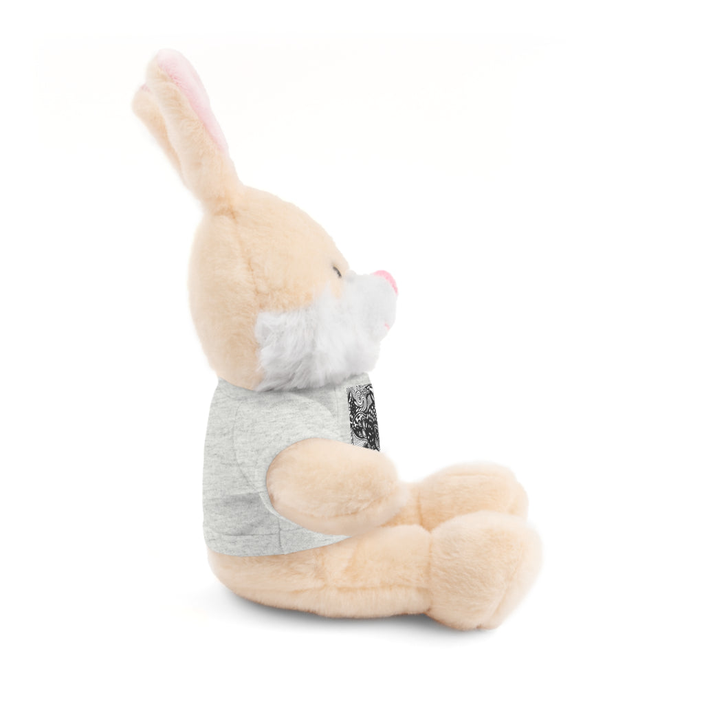 Black and White Zentangle Stuffed Animal Gift with Printed Tee