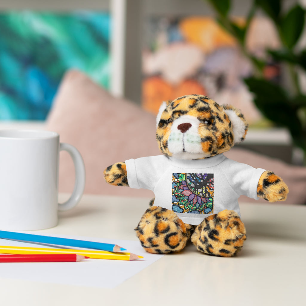 Colorful Tree of Growth stuffed animal with printed tee