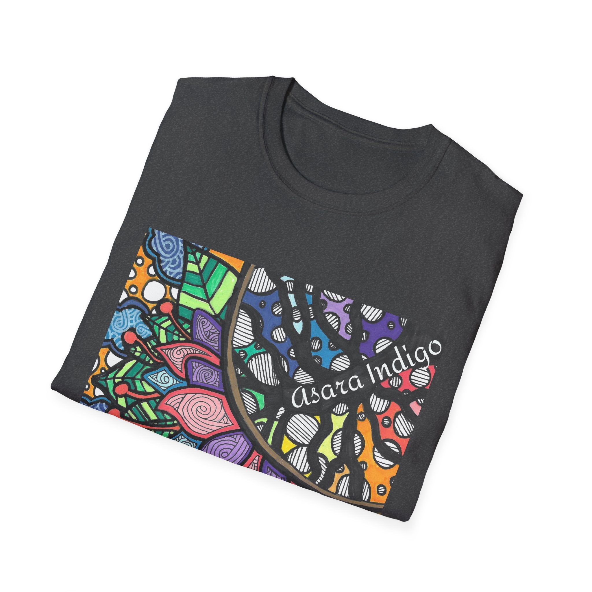 Mandala Floral Tee — Colorful Boho Graphic T-Shirt with 'Algora Indico' Design