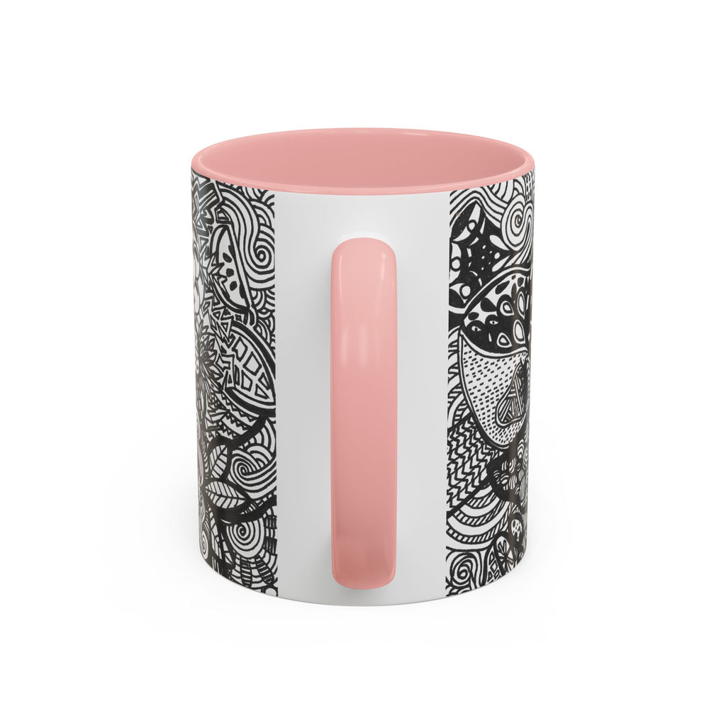 Black and White Doodle Pattern Accent Coffee Mug | 11oz 15oz