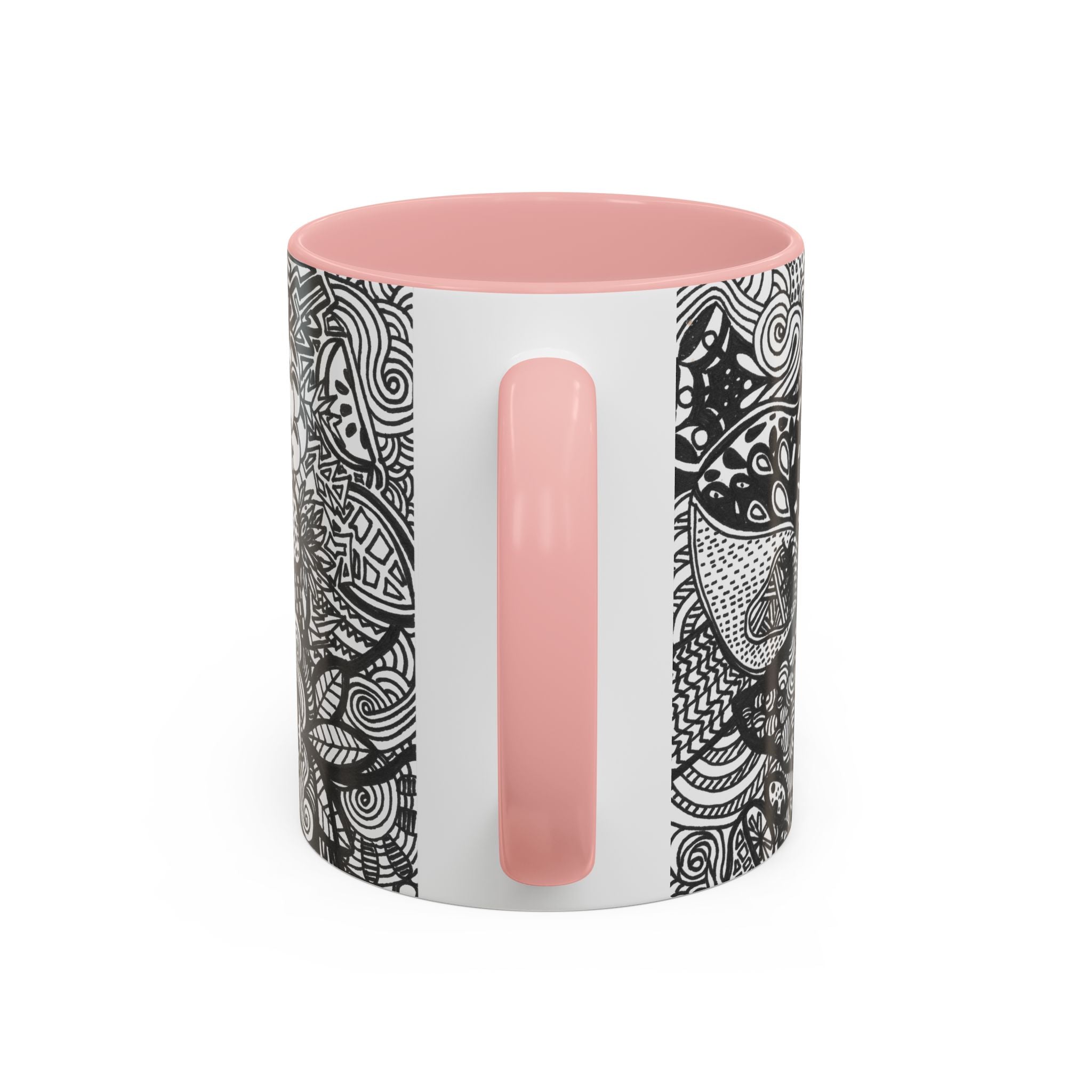 Black and White Doodle Pattern Accent Coffee Mug | 11oz 15oz