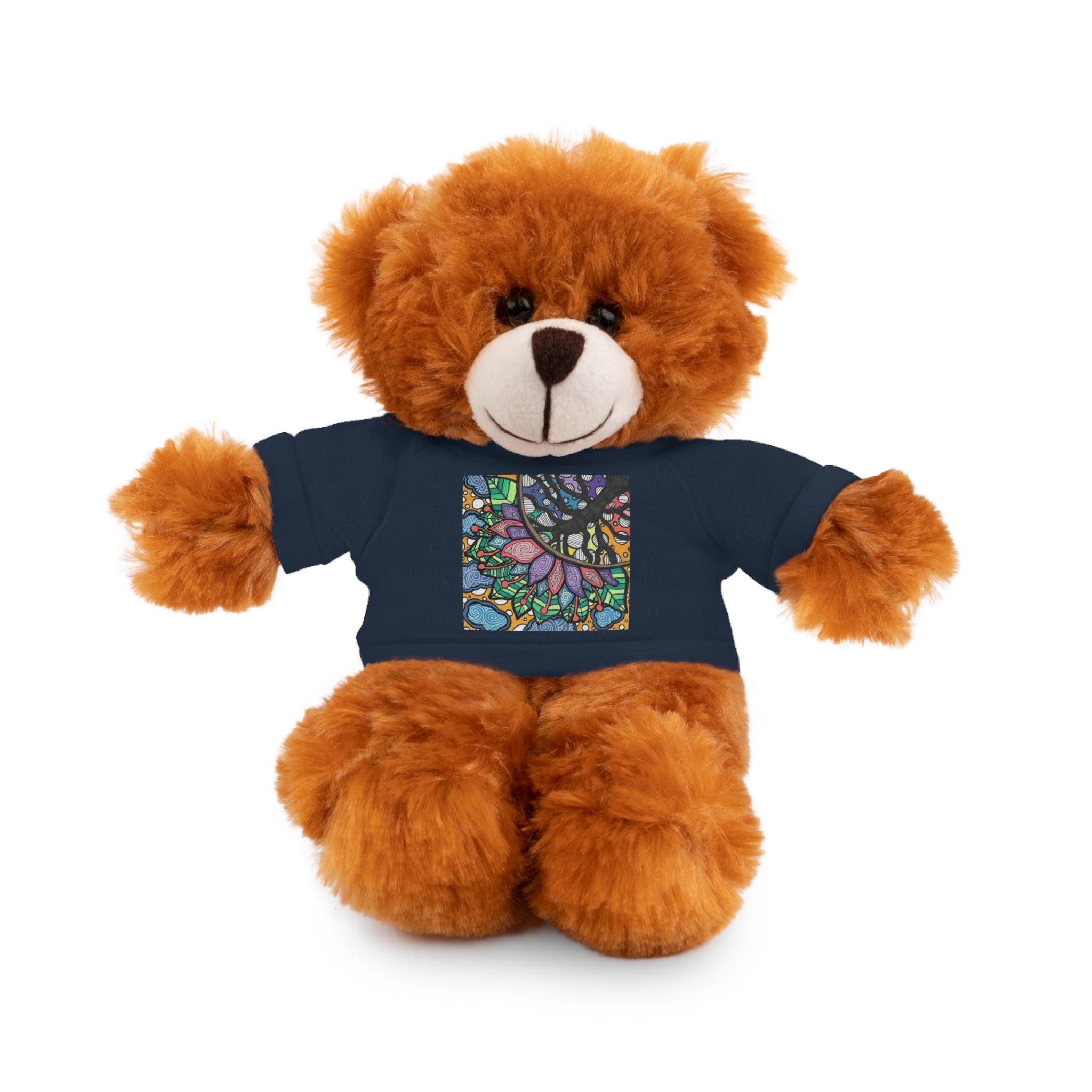 Colorful Tree of Growth stuffed animal with printed tee