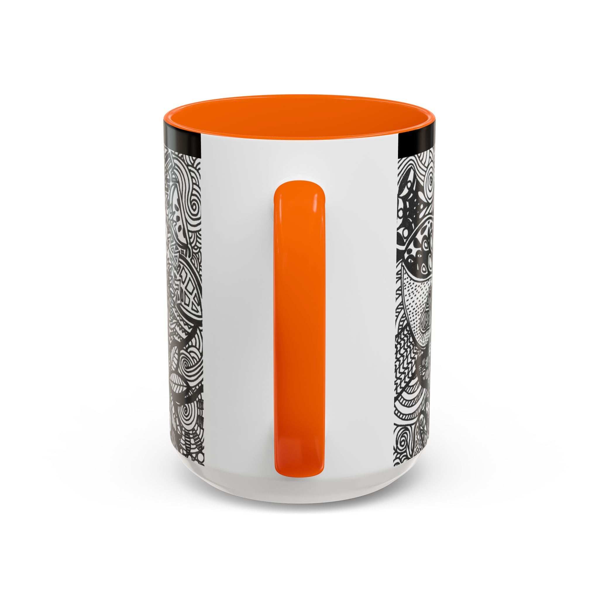 Black and White Doodle Pattern Accent Coffee Mug | 11oz 15oz