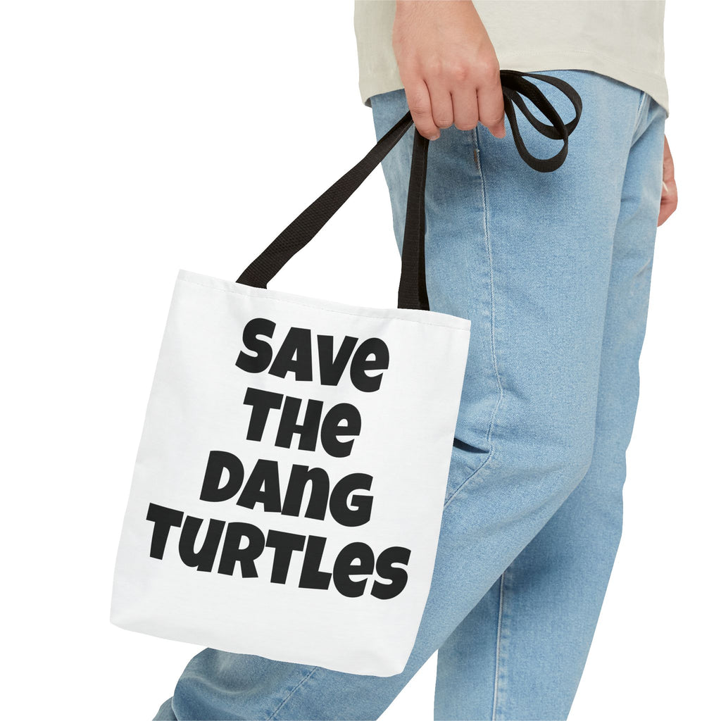 Save The Turtles Tote Bag - Reversible Sea Turtle Print Beach Grocery Tote