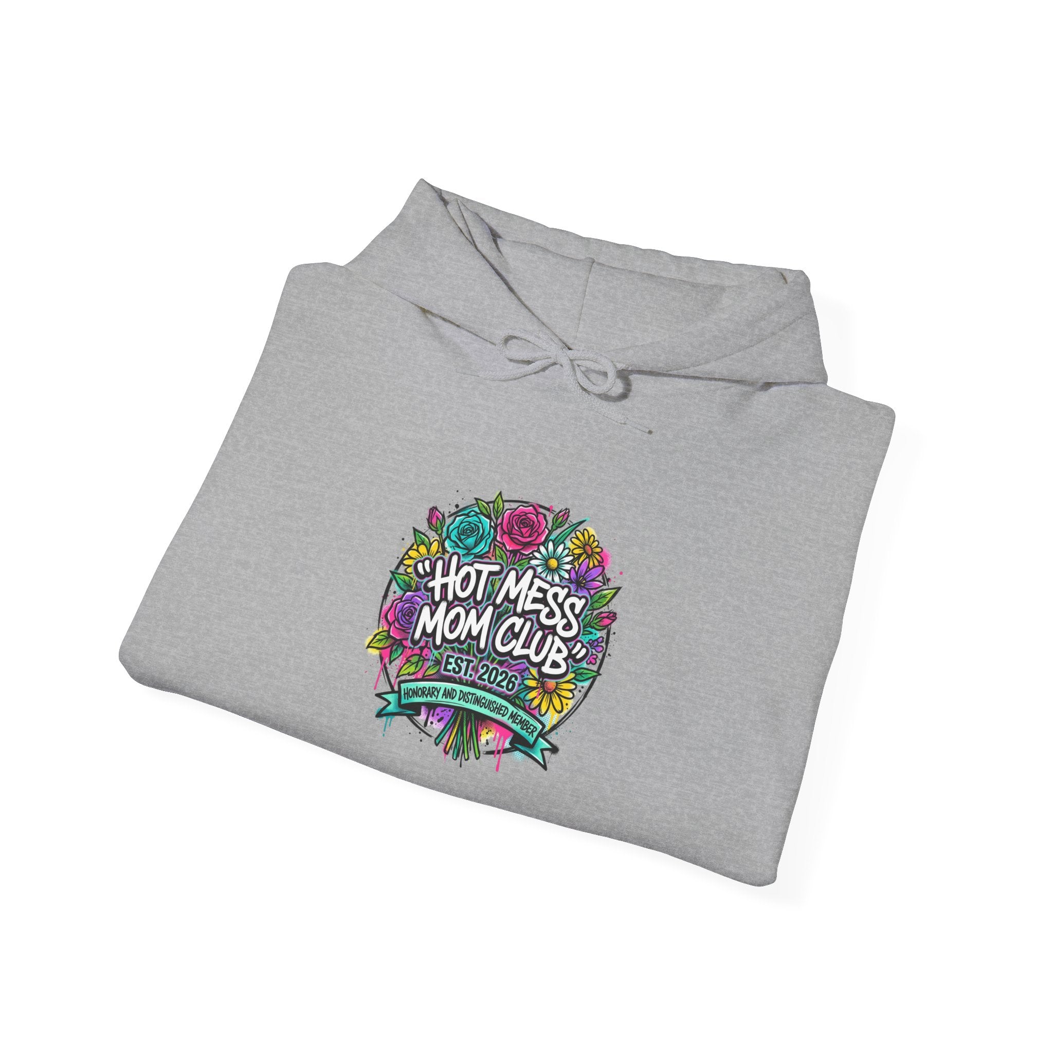 Hot Mess Mom Club Hoodie | Mother’s Day minimalist typographic mom sweatshirt