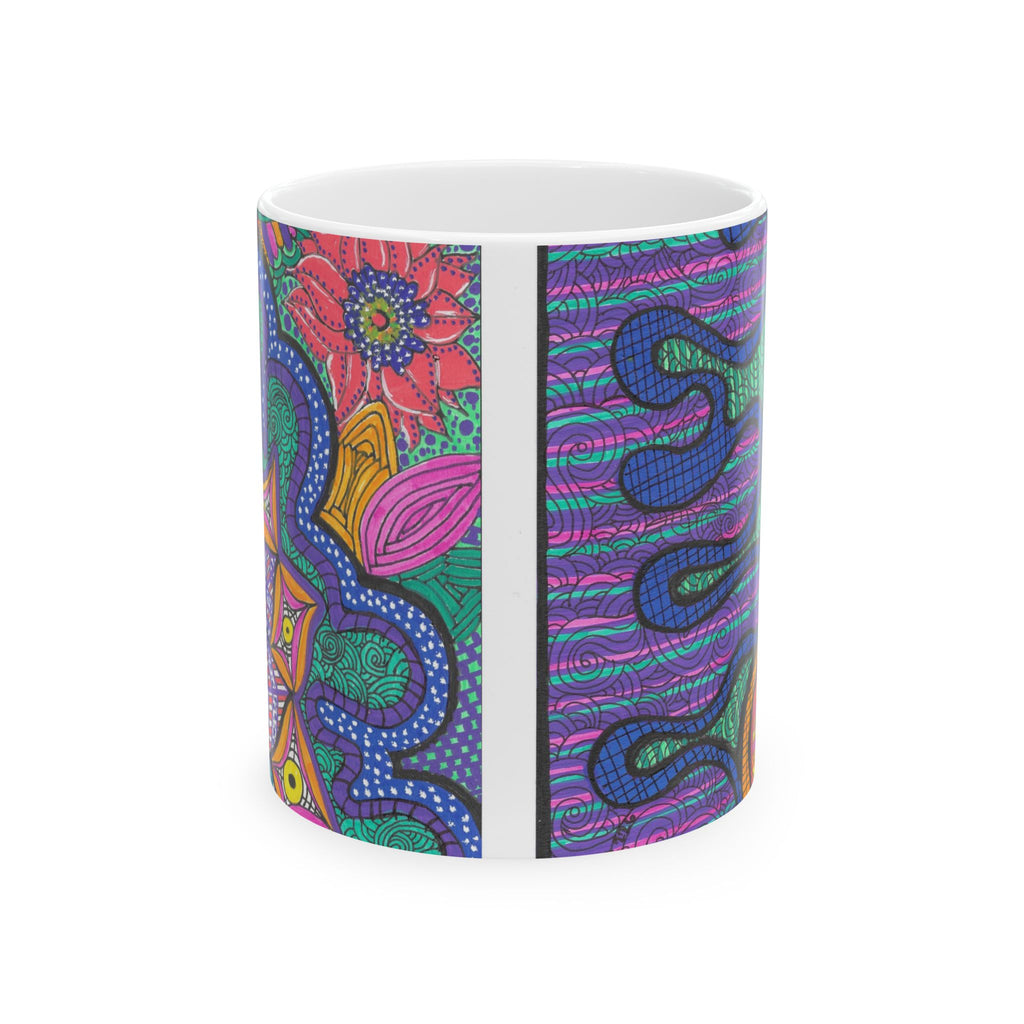 Psychedelic Go With the Flow Doodle Ceramic Coffee Cup