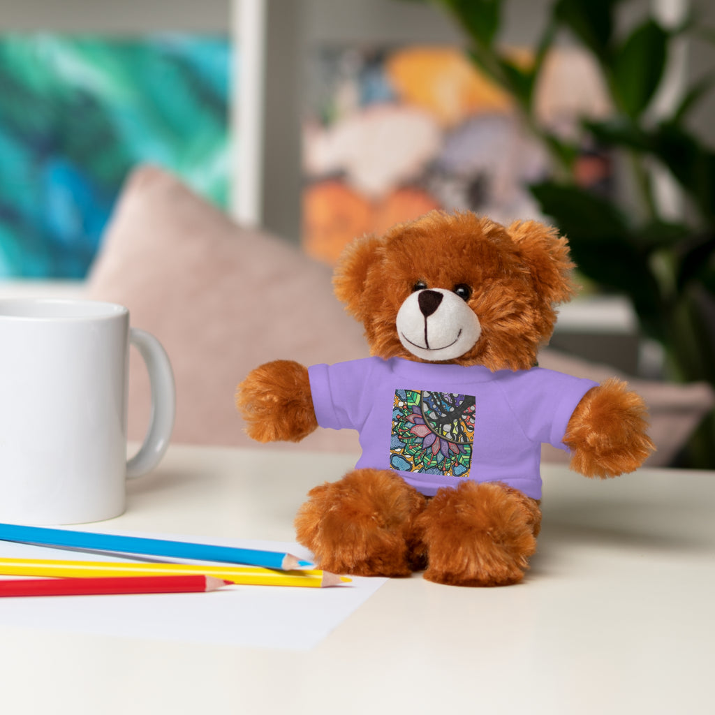 Colorful Tree of Growth stuffed animal with printed tee