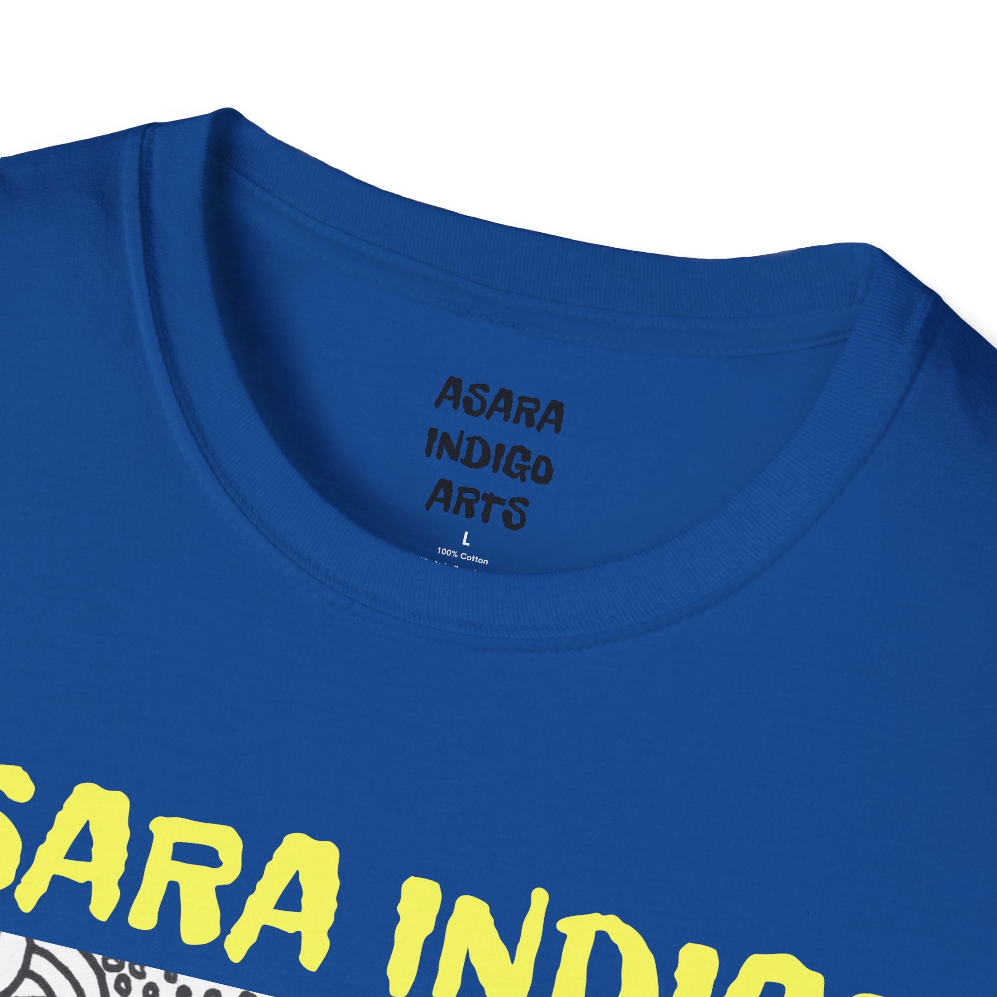 Indigo Doodle Art T-Shirt — 'ASARA INDIGO' Black & White Abstract Graphic Tee