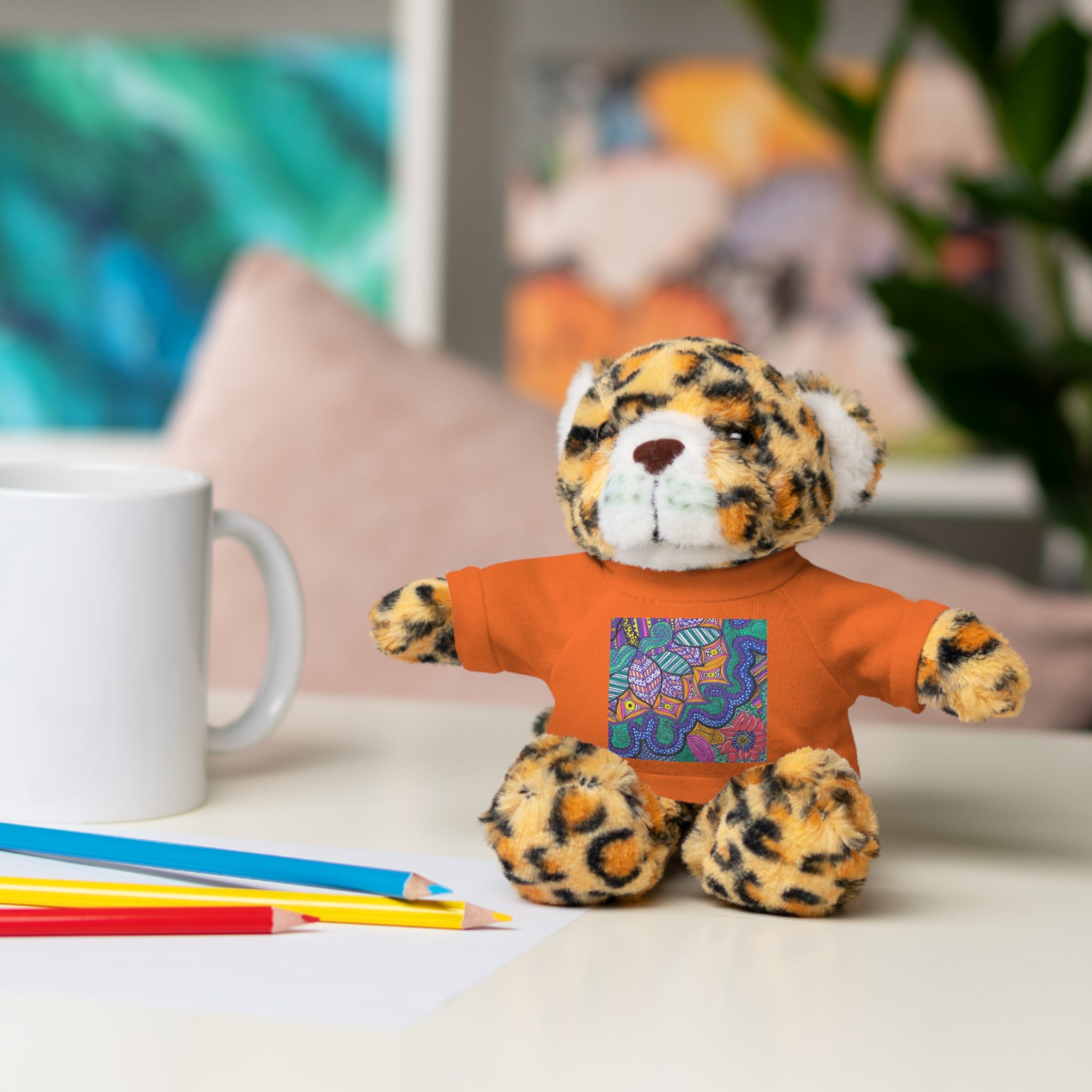 Spring Easter stuffed animal with printed tee