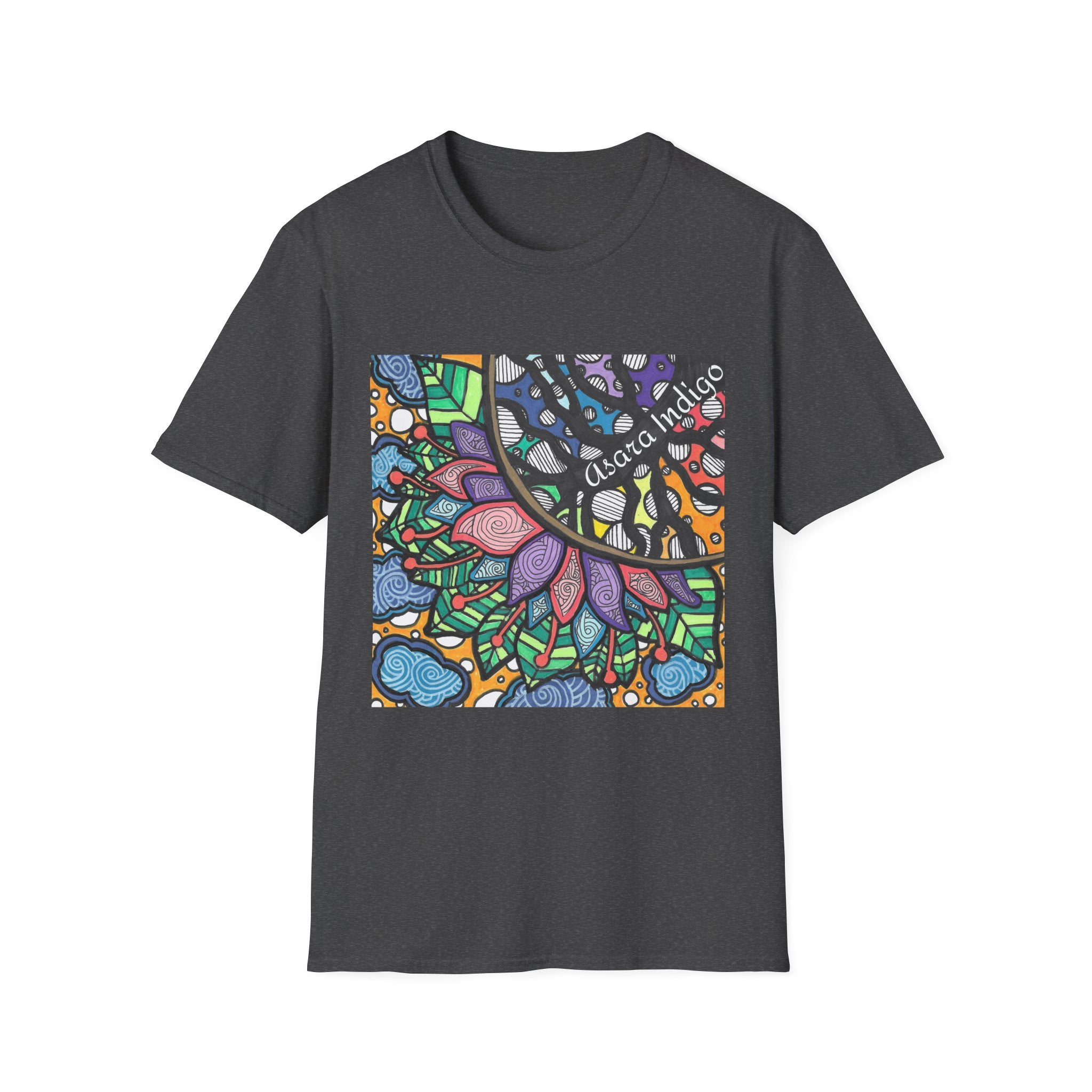 Mandala Floral Tee — Colorful Boho Graphic T-Shirt with 'Algora Indico' Design