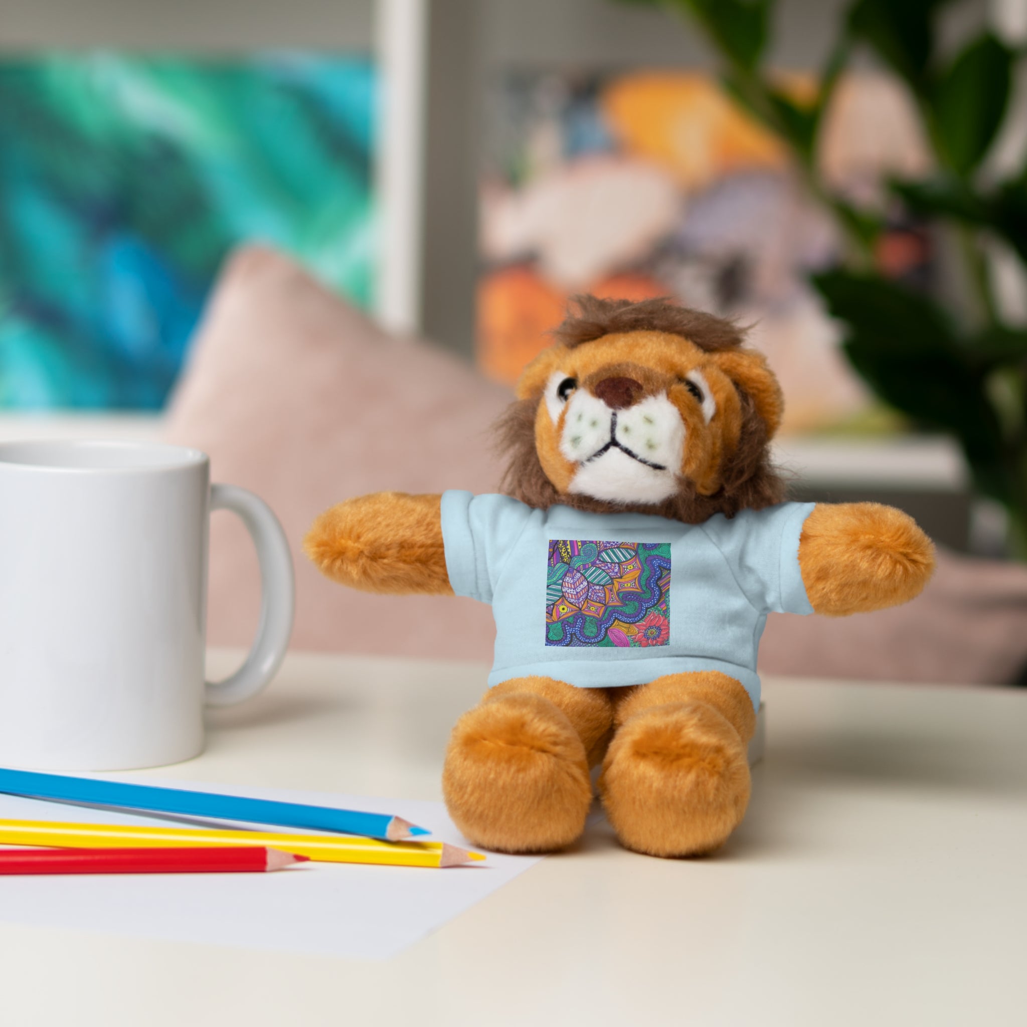 Spring Easter stuffed animal with printed tee