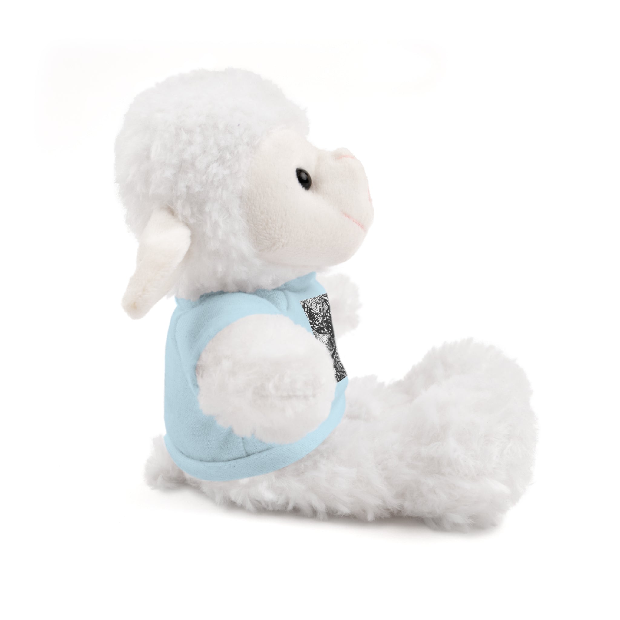 Black and White Zentangle Stuffed Animal Gift with Printed Tee