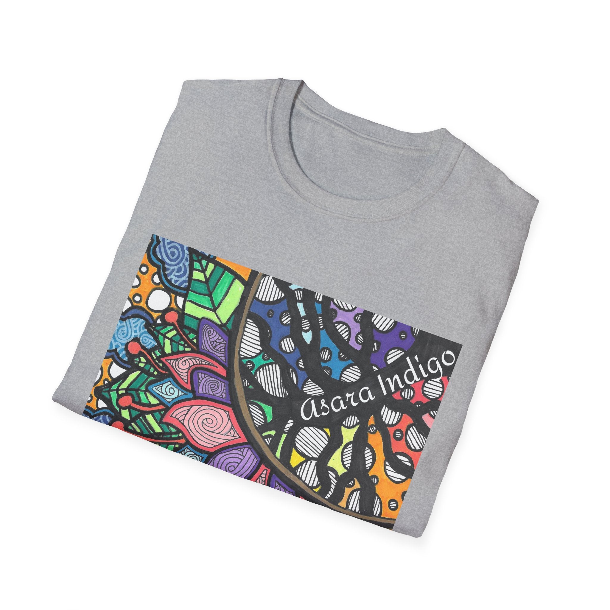 Mandala Floral Tee — Colorful Boho Graphic T-Shirt with 'Algora Indico' Design