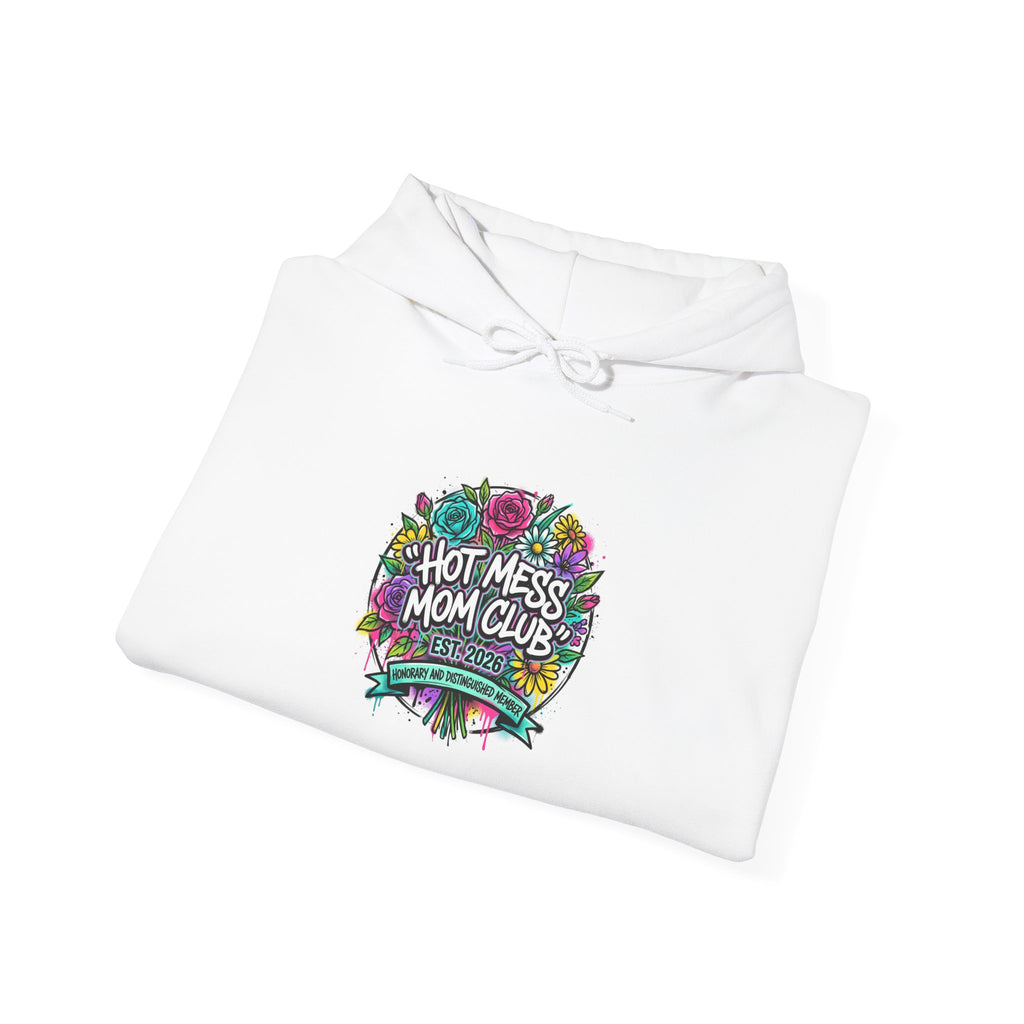 Hot Mess Mom Club Hoodie | Mother’s Day minimalist typographic mom sweatshirt