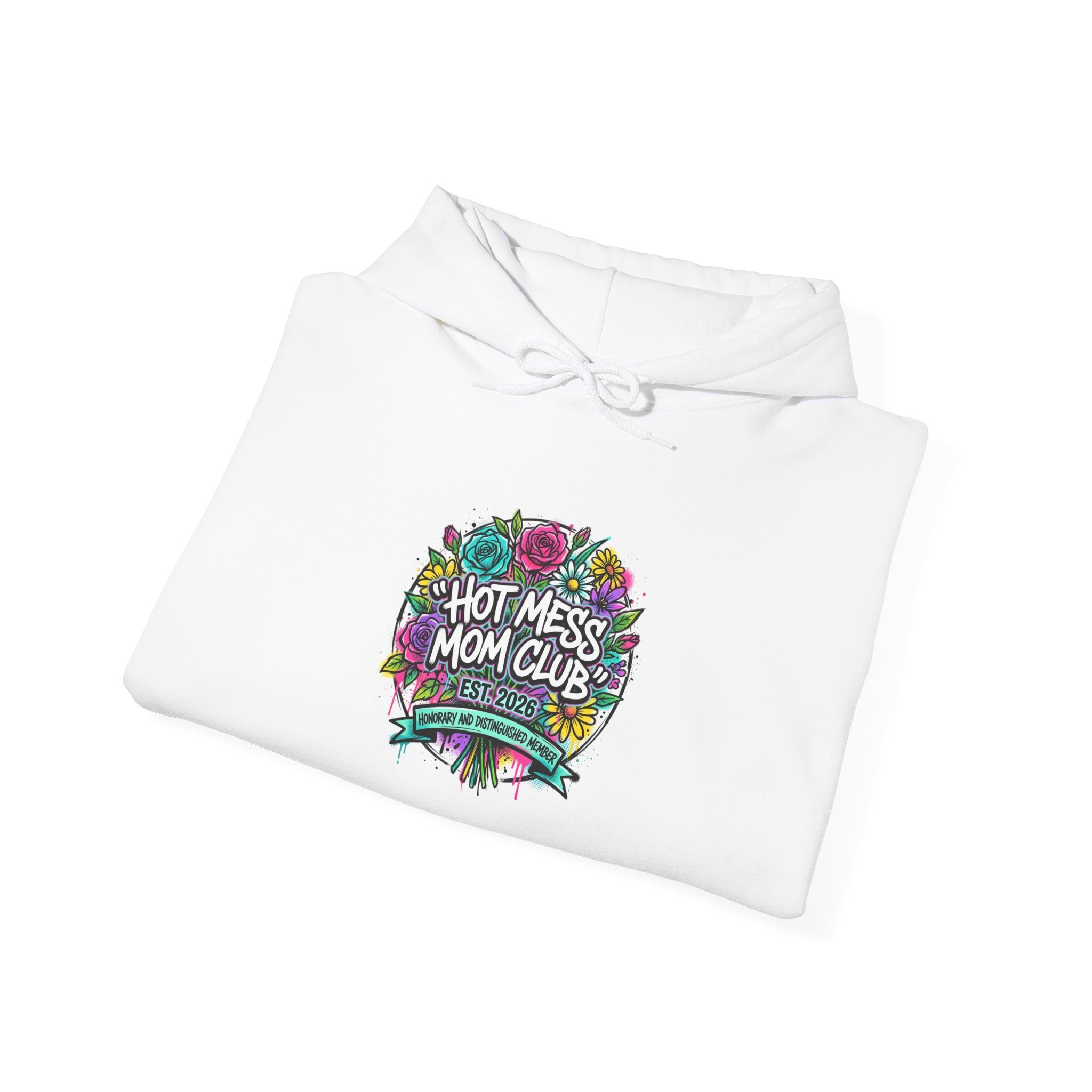 Hot Mess Mom Club Hoodie | Mother’s Day minimalist typographic mom sweatshirt