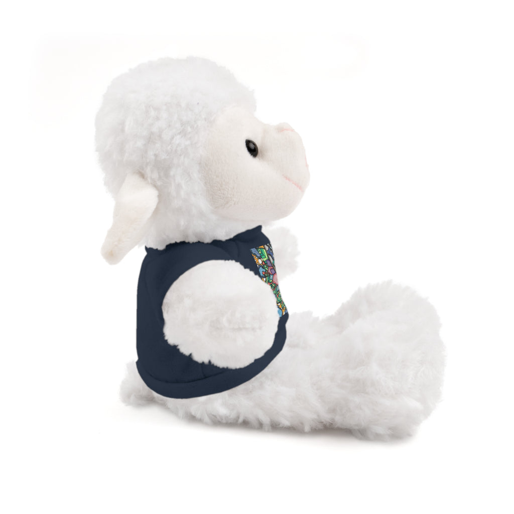 Colorful Tree of Growth stuffed animal with printed tee