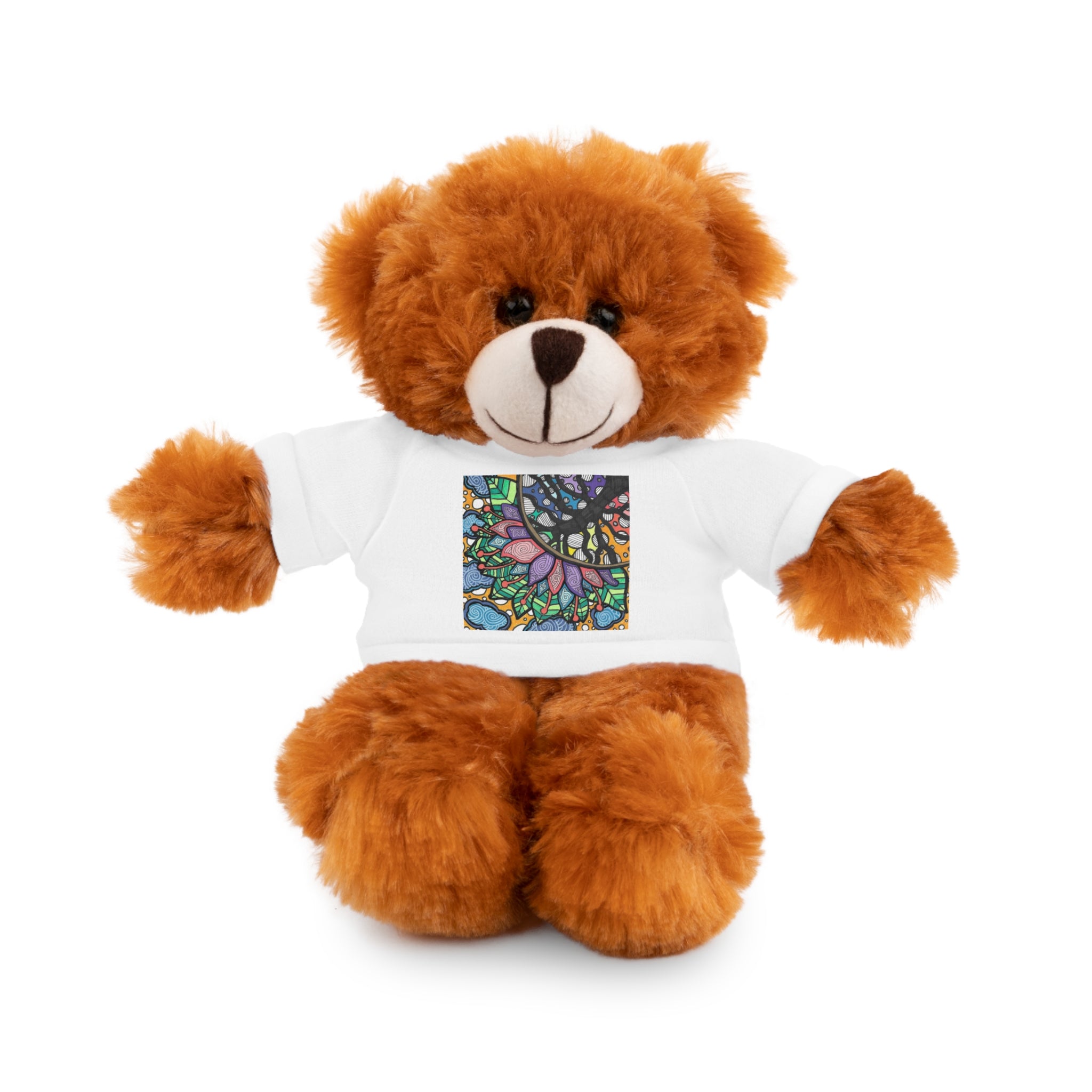 Colorful Tree of Growth stuffed animal with printed tee