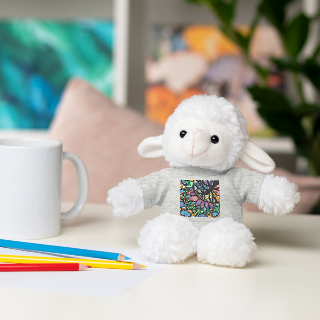 Colorful Tree of Growth stuffed animal with printed tee