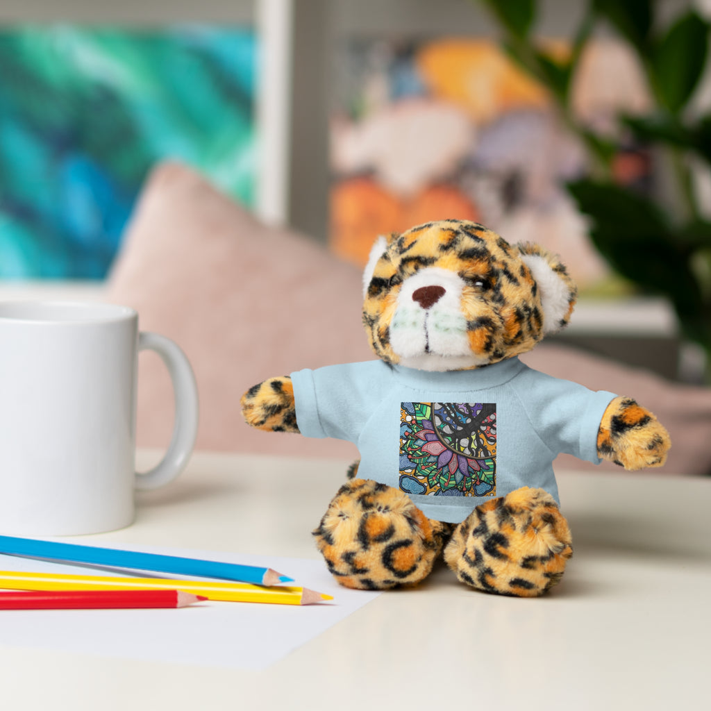 Colorful Tree of Growth stuffed animal with printed tee