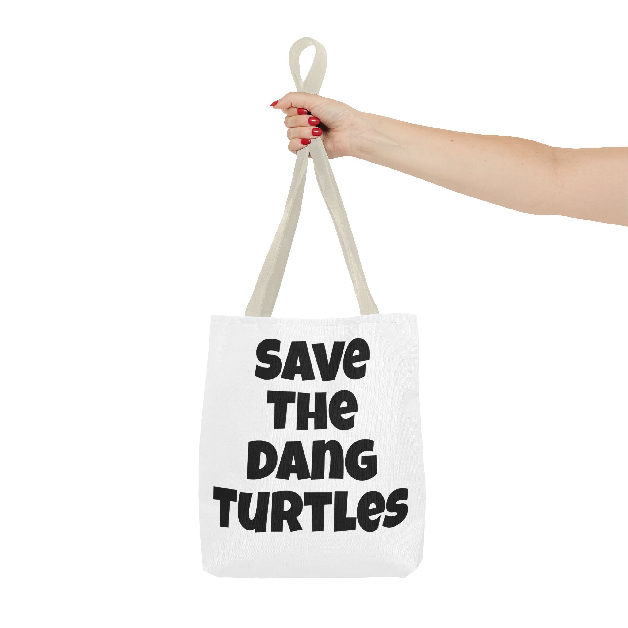 Save The Turtles Tote Bag - Reversible Sea Turtle Print Beach Grocery Tote
