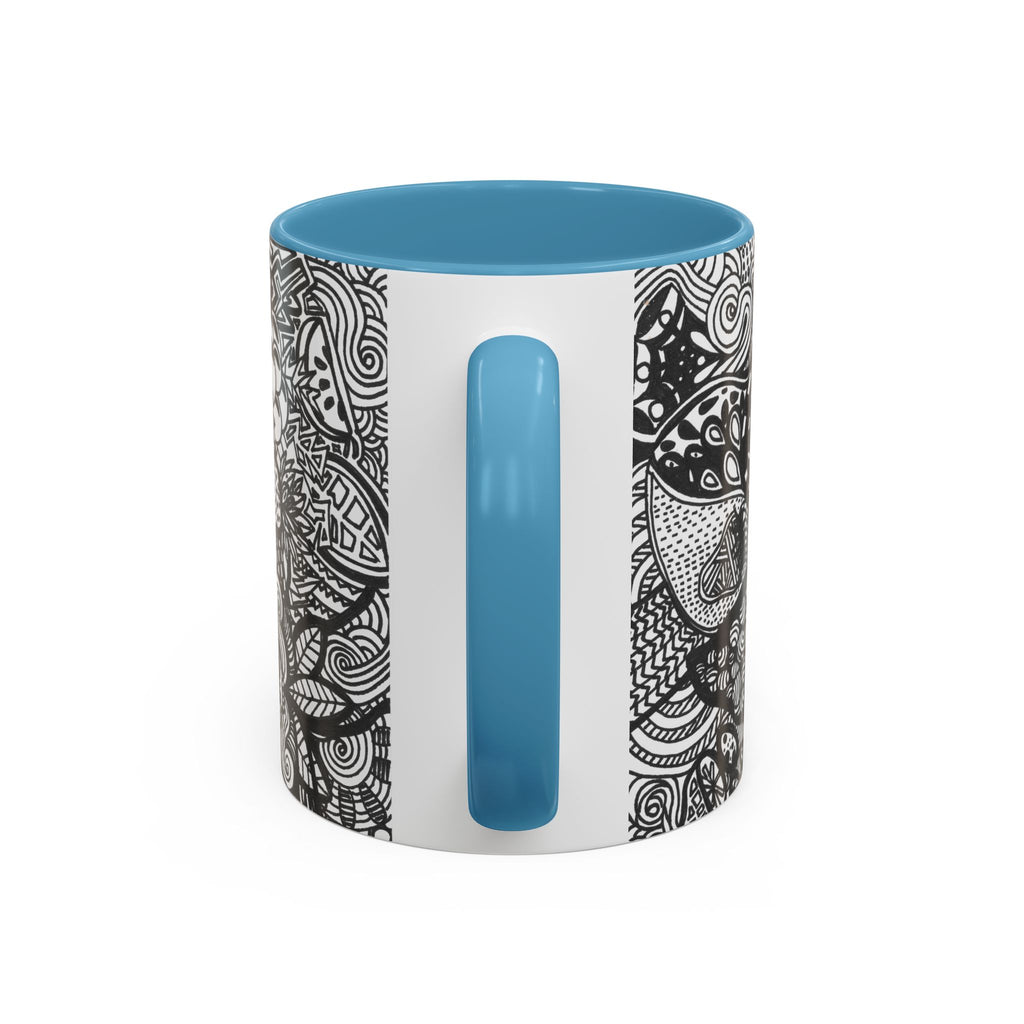 Black and White Doodle Pattern Accent Coffee Mug | 11oz 15oz