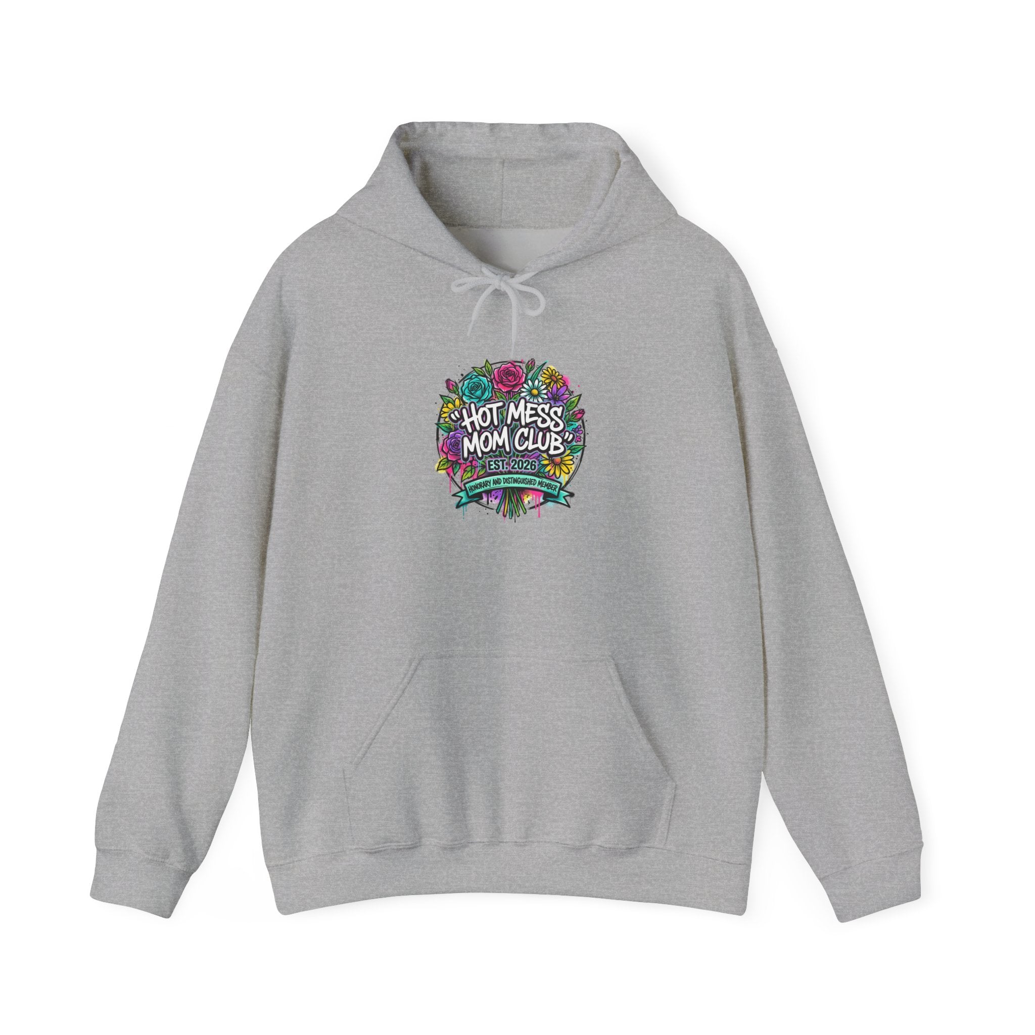 Hot Mess Mom Club Hoodie | Mother’s Day minimalist typographic mom sweatshirt