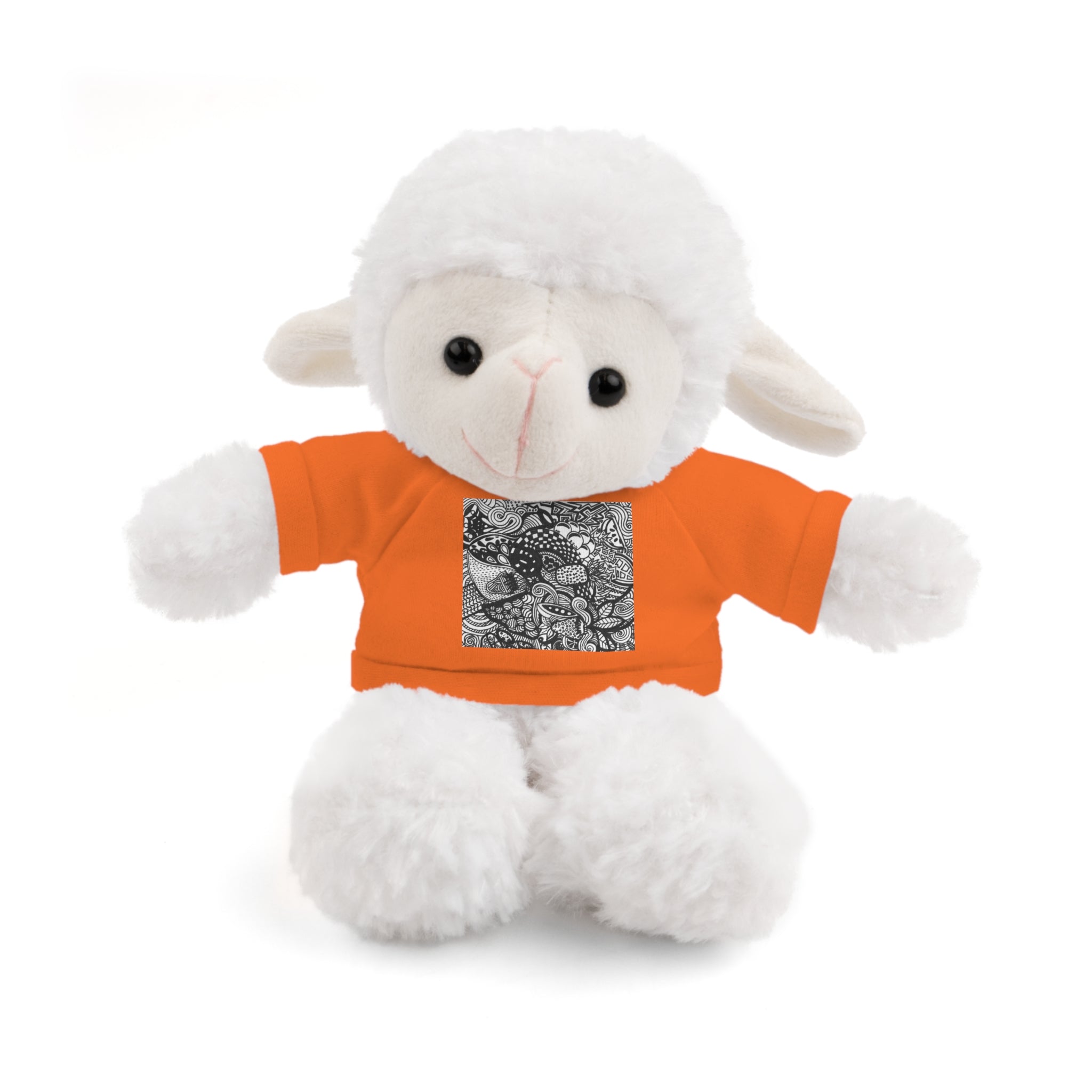Black and White Zentangle Stuffed Animal Gift with Printed Tee