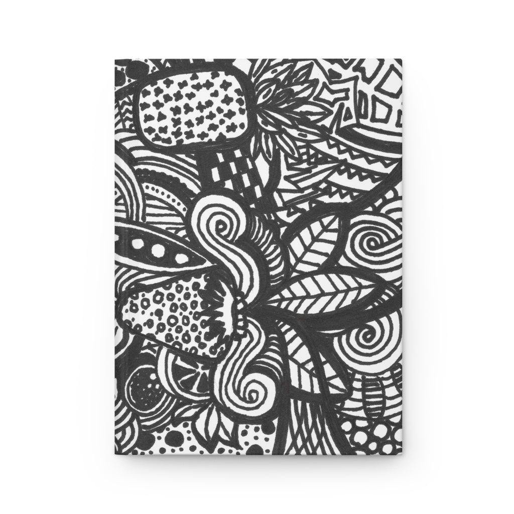 Black and White Doodle Zentangle Hardcover Journal | Matte Sketchbook