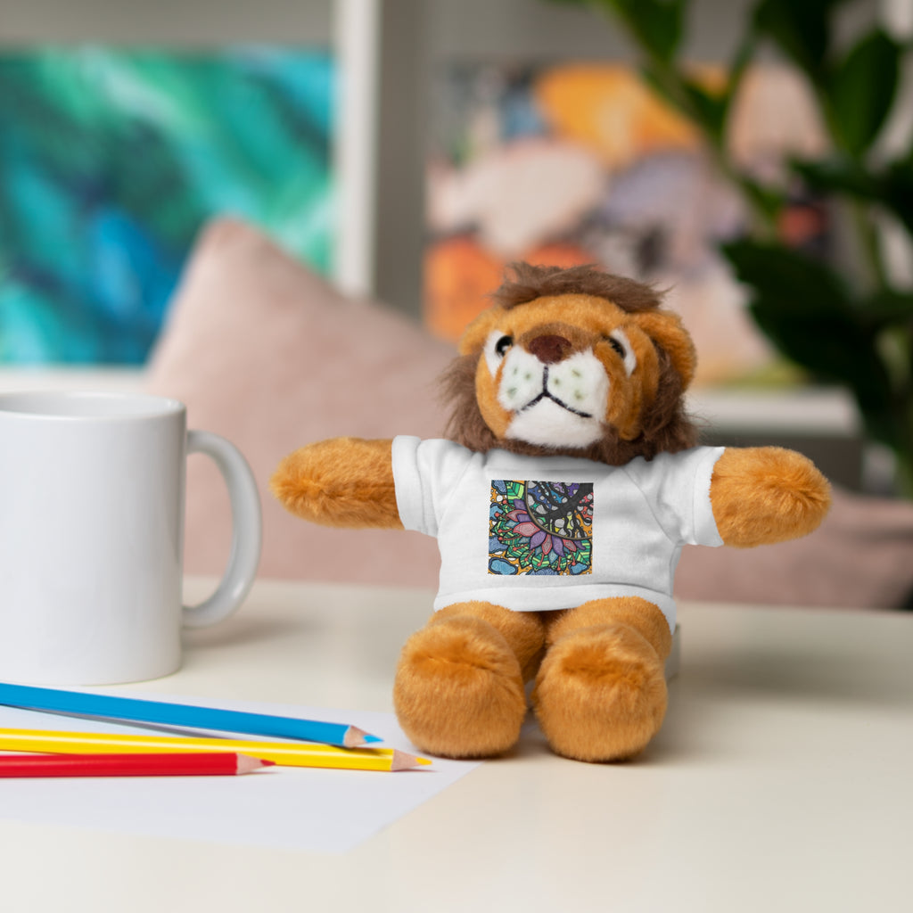 Colorful Tree of Growth stuffed animal with printed tee