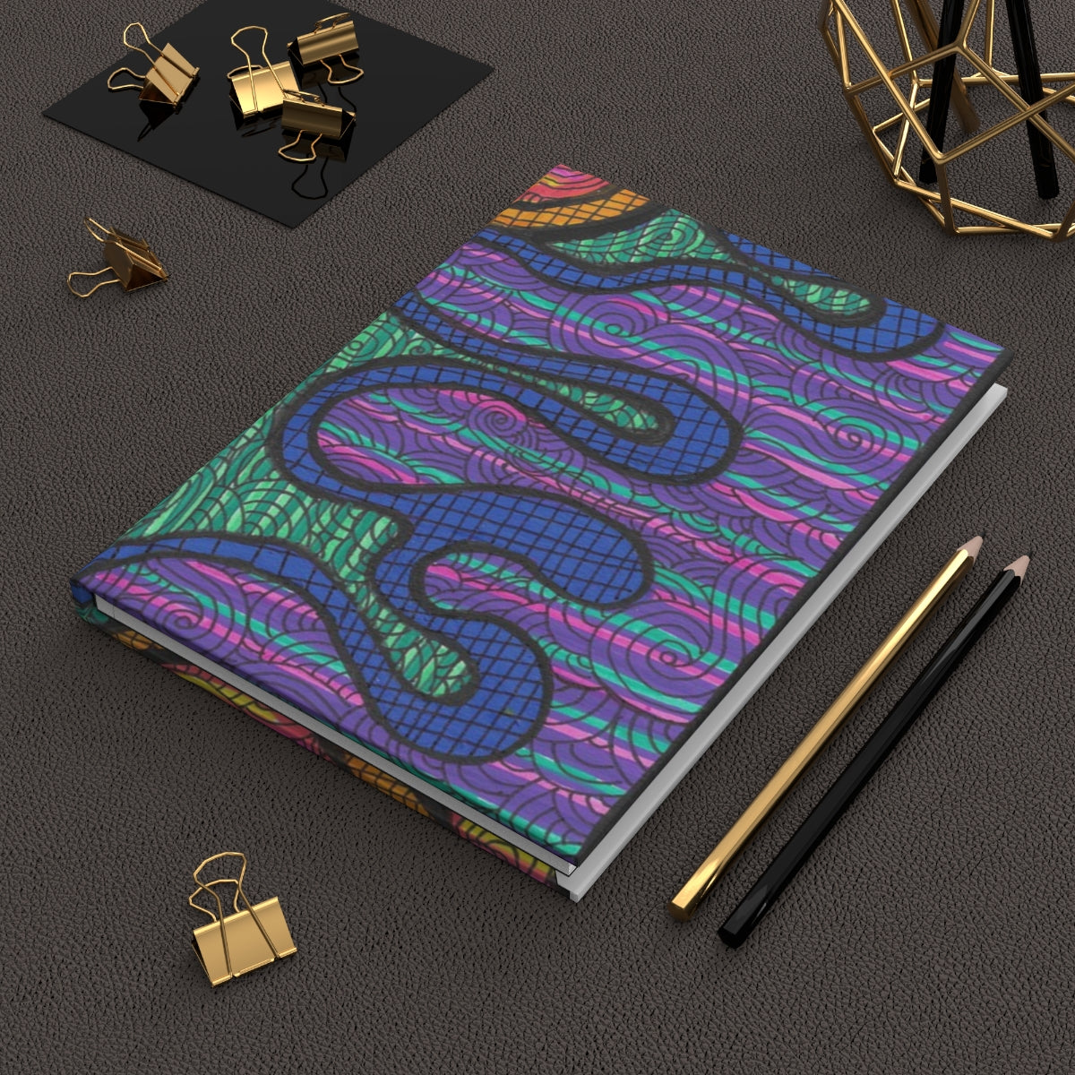 Abstract Colorful Swirls Hardcover Journal