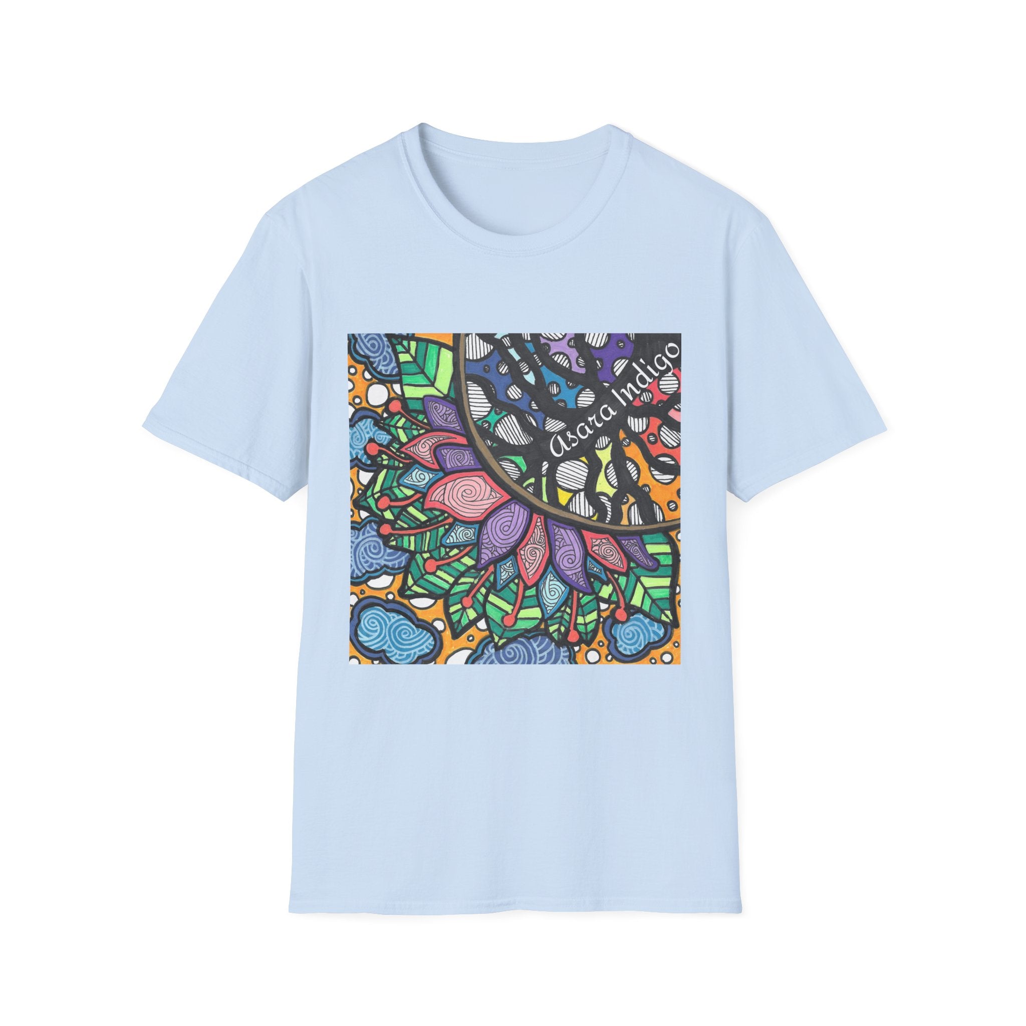 Mandala Floral Tee — Colorful Boho Graphic T-Shirt with 'Algora Indico' Design