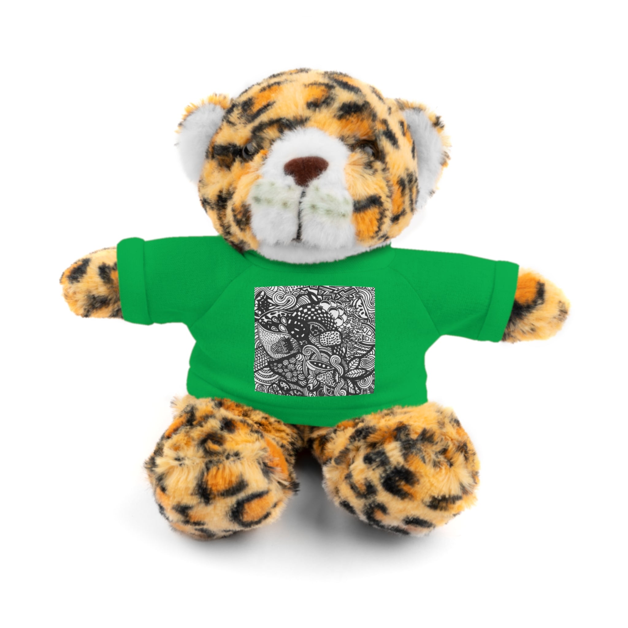 Black and White Zentangle Stuffed Animal Gift with Printed Tee