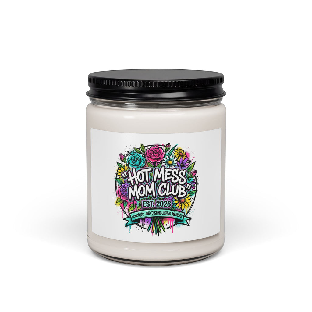 Hot Mess Mom Club Candle | Mother's Day minimalist typographic mom soy candle