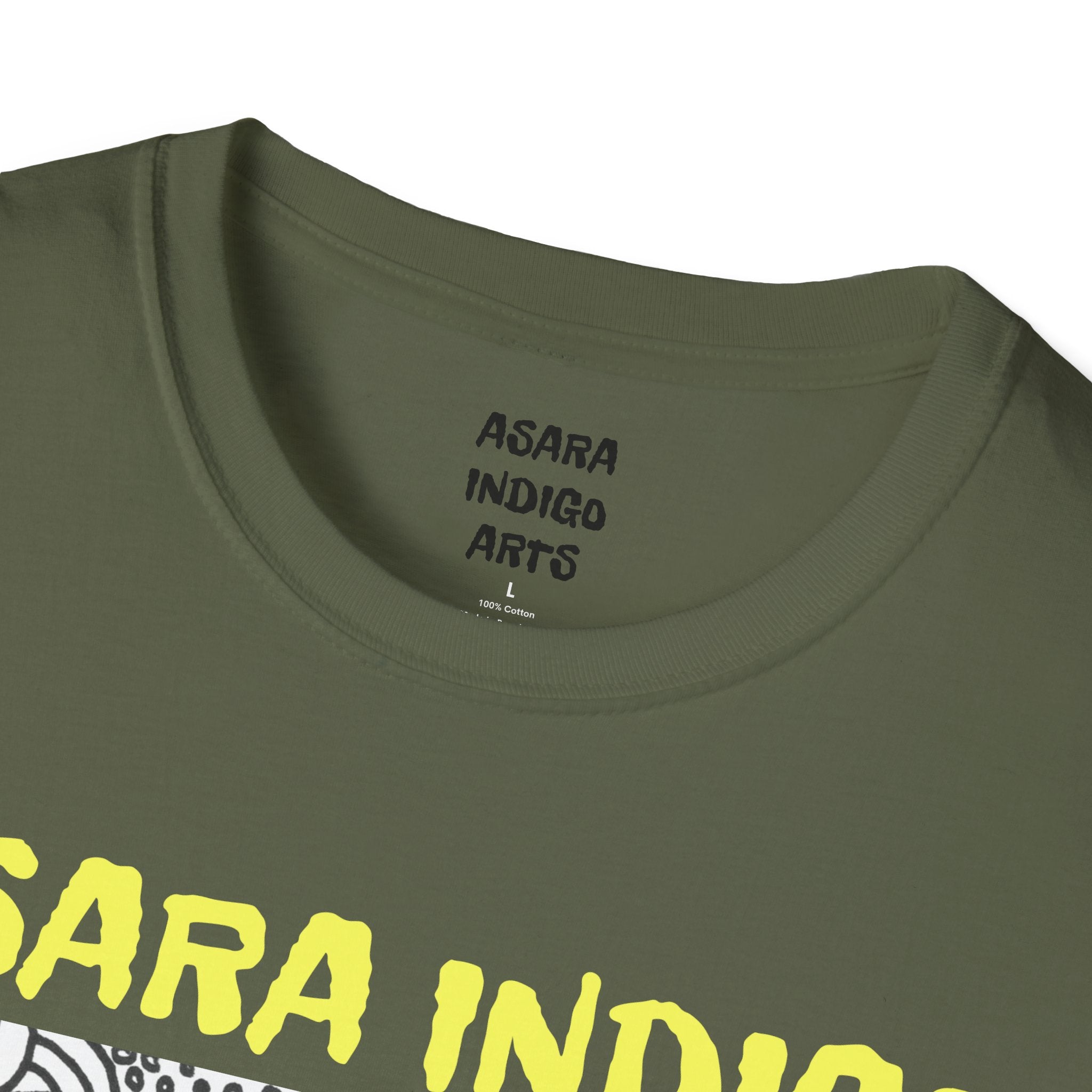 Indigo Doodle Art T-Shirt — 'ASARA INDIGO' Black & White Abstract Graphic Tee