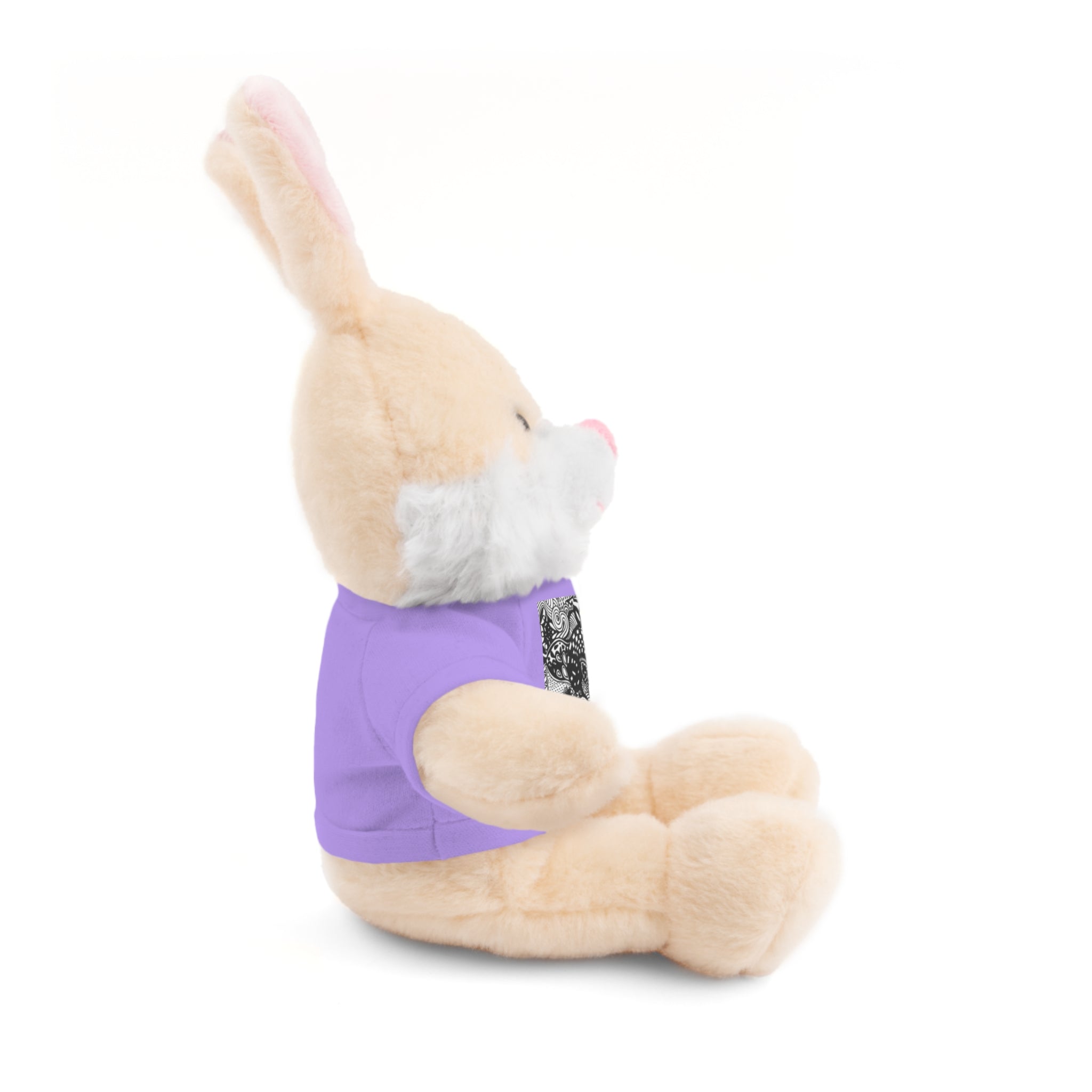 Black and White Zentangle Stuffed Animal Gift with Printed Tee