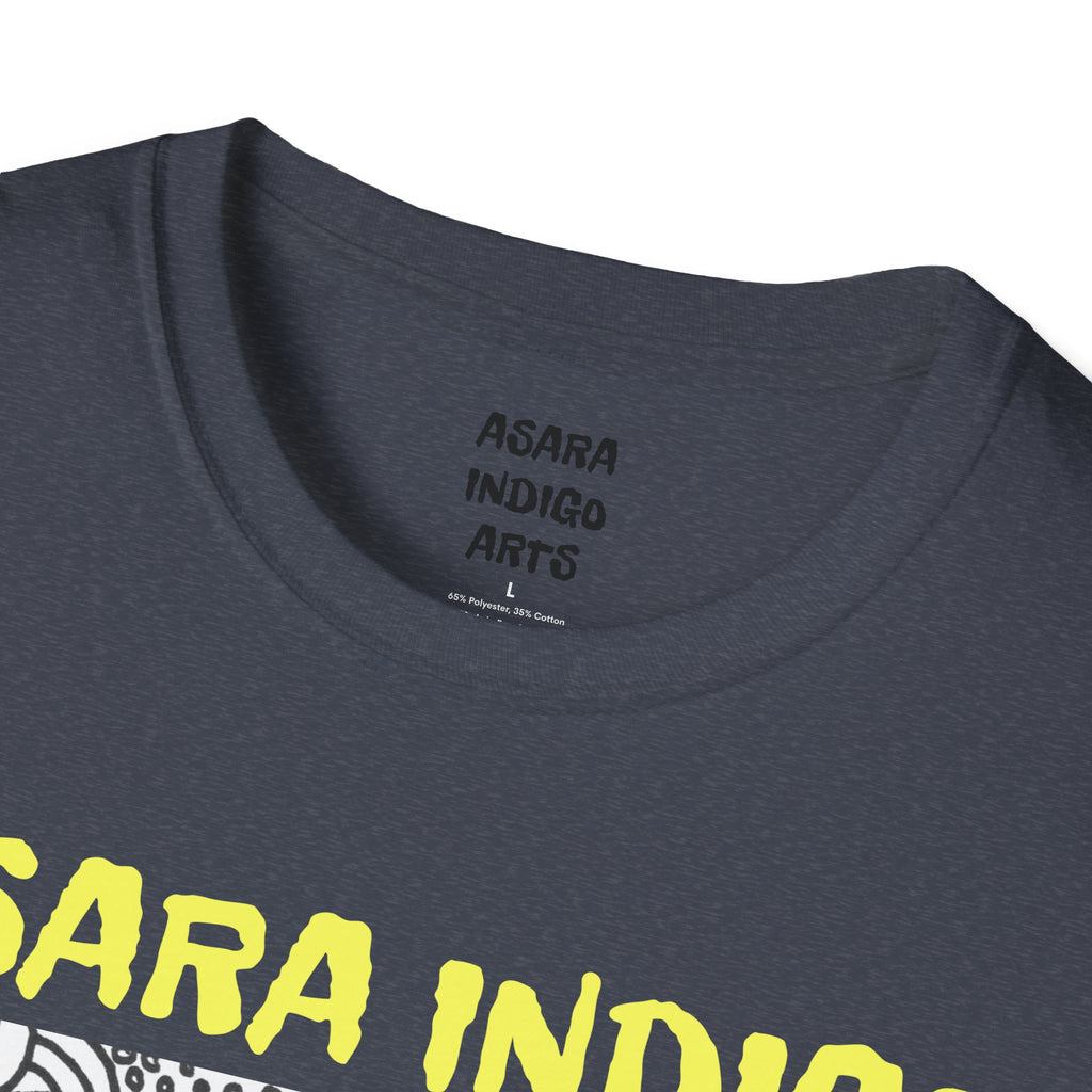 Indigo Doodle Art T-Shirt — 'ASARA INDIGO' Black & White Abstract Graphic Tee