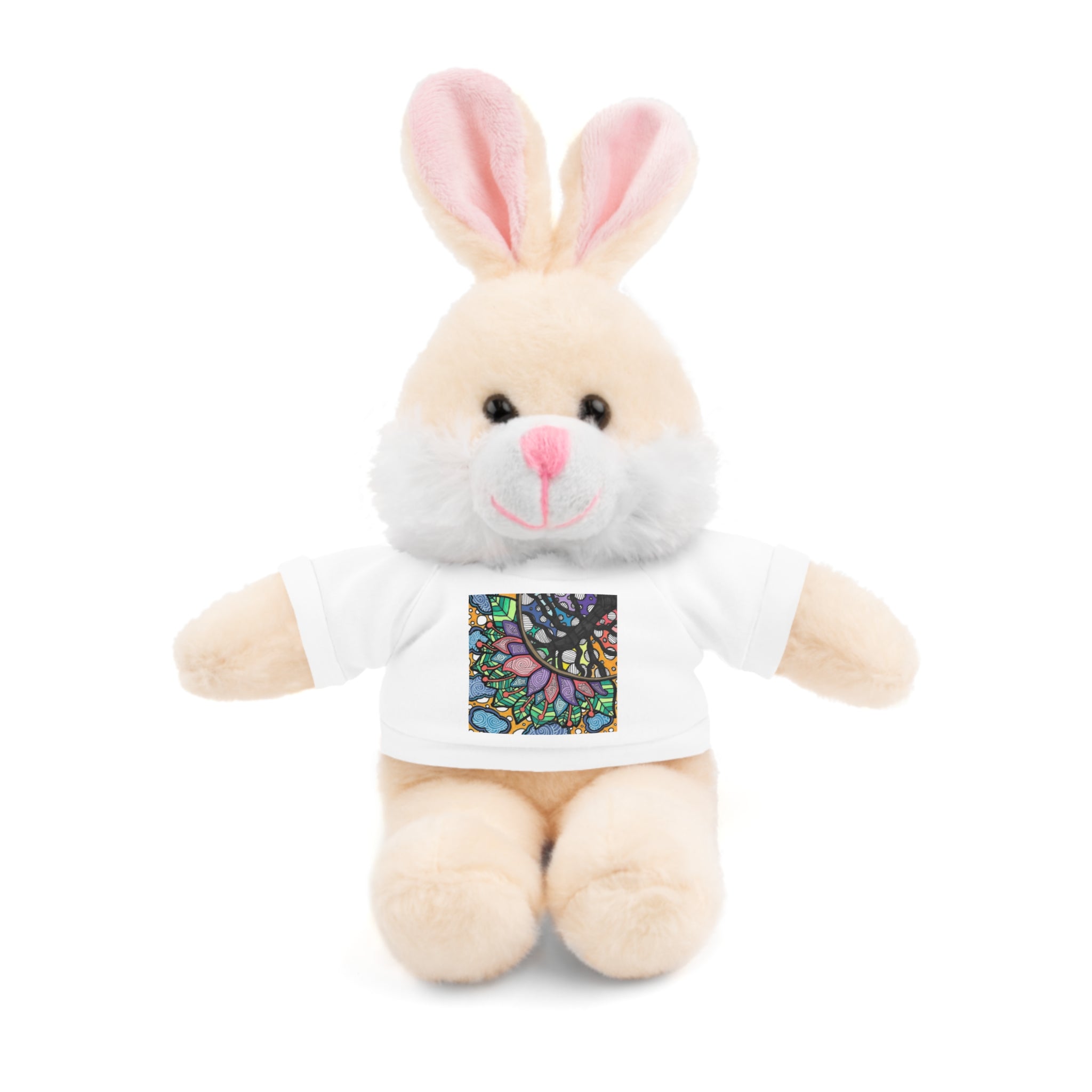 Colorful Tree of Growth stuffed animal with printed tee
