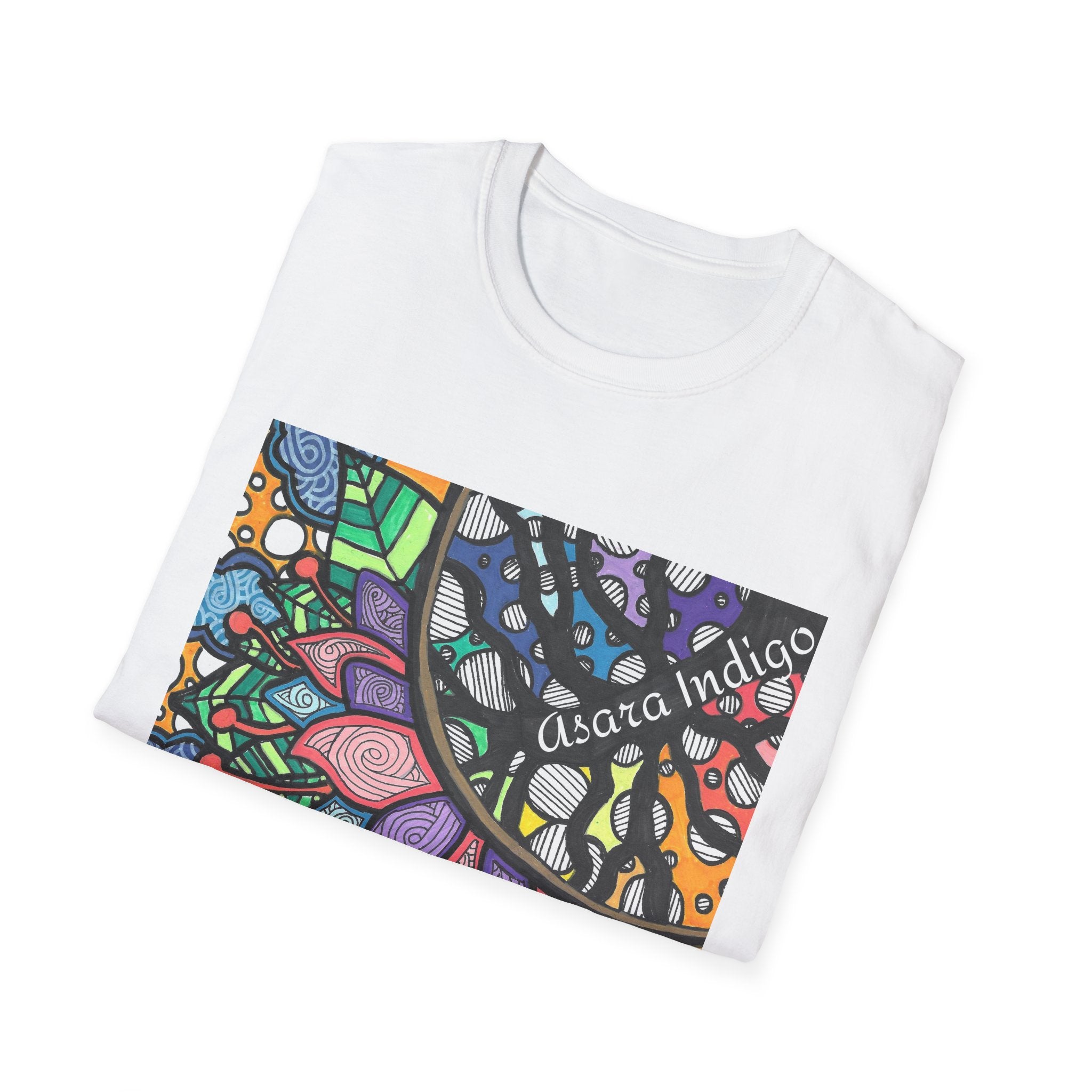 Mandala Floral Tee — Colorful Boho Graphic T-Shirt with 'Algora Indico' Design