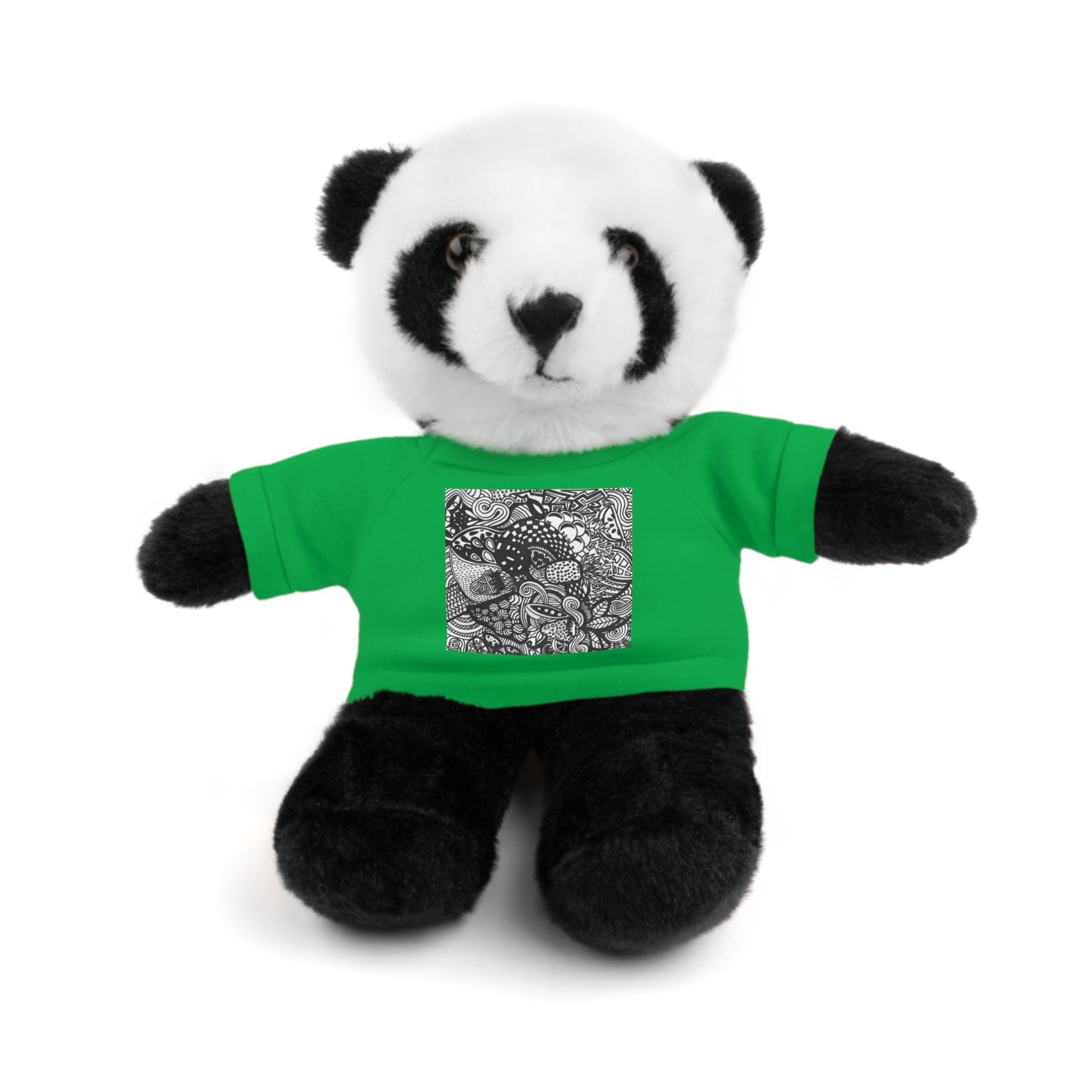 Black and White Zentangle Stuffed Animal Gift with Printed Tee