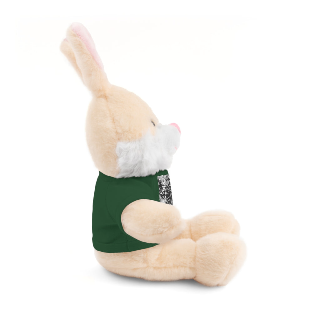 Black and White Zentangle Stuffed Animal Gift with Printed Tee