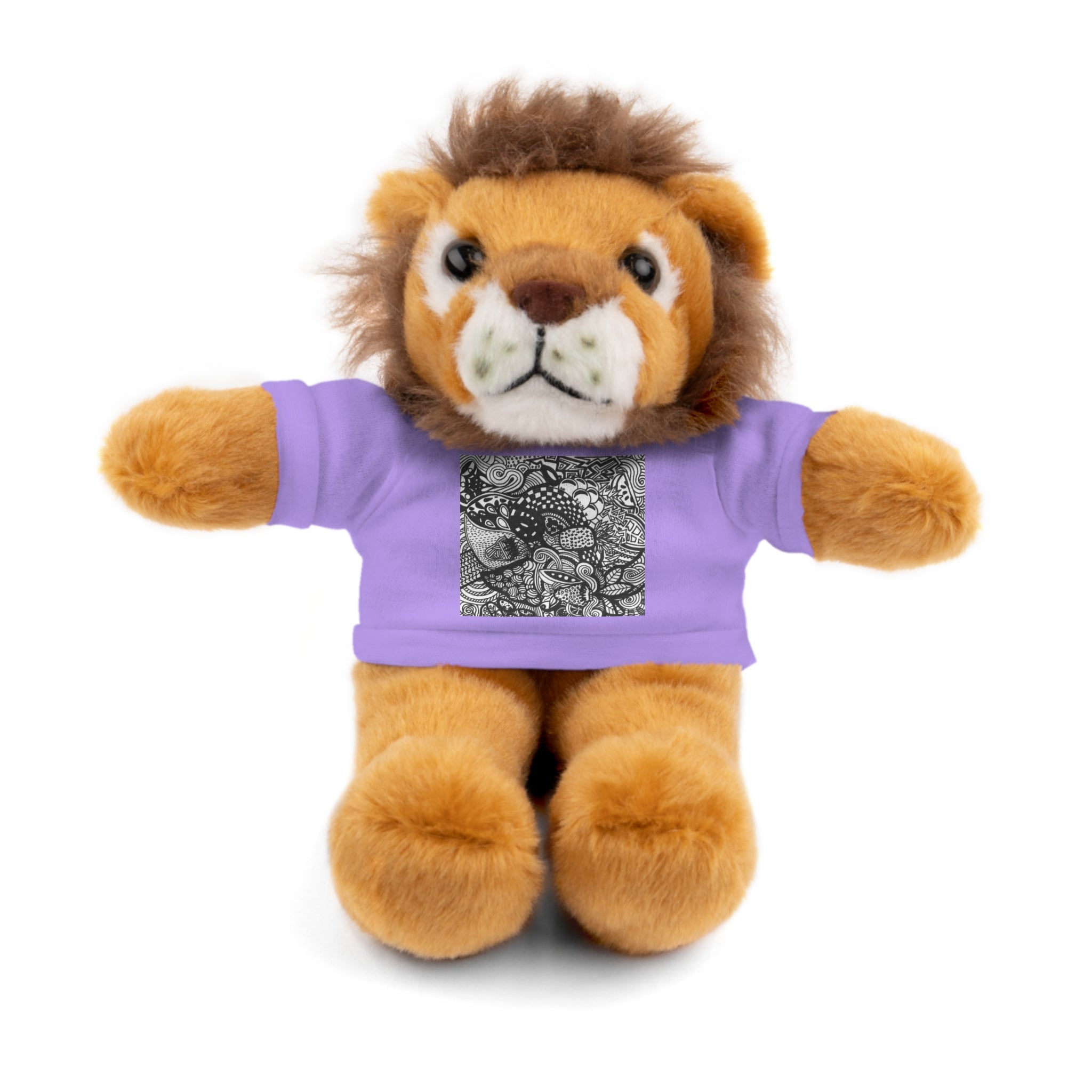 Black and White Zentangle Stuffed Animal Gift with Printed Tee