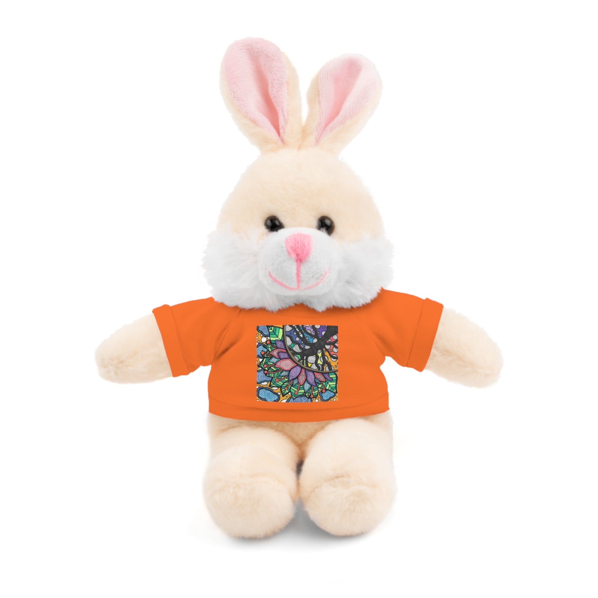 Colorful Tree of Growth stuffed animal with printed tee