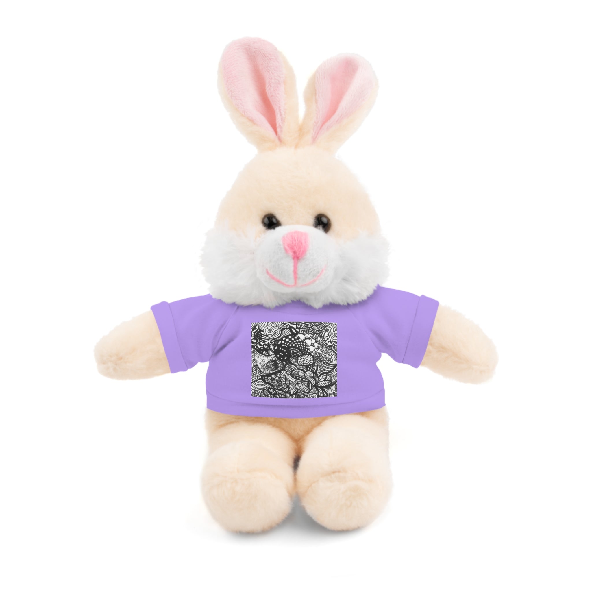 Black and White Zentangle Stuffed Animal Gift with Printed Tee