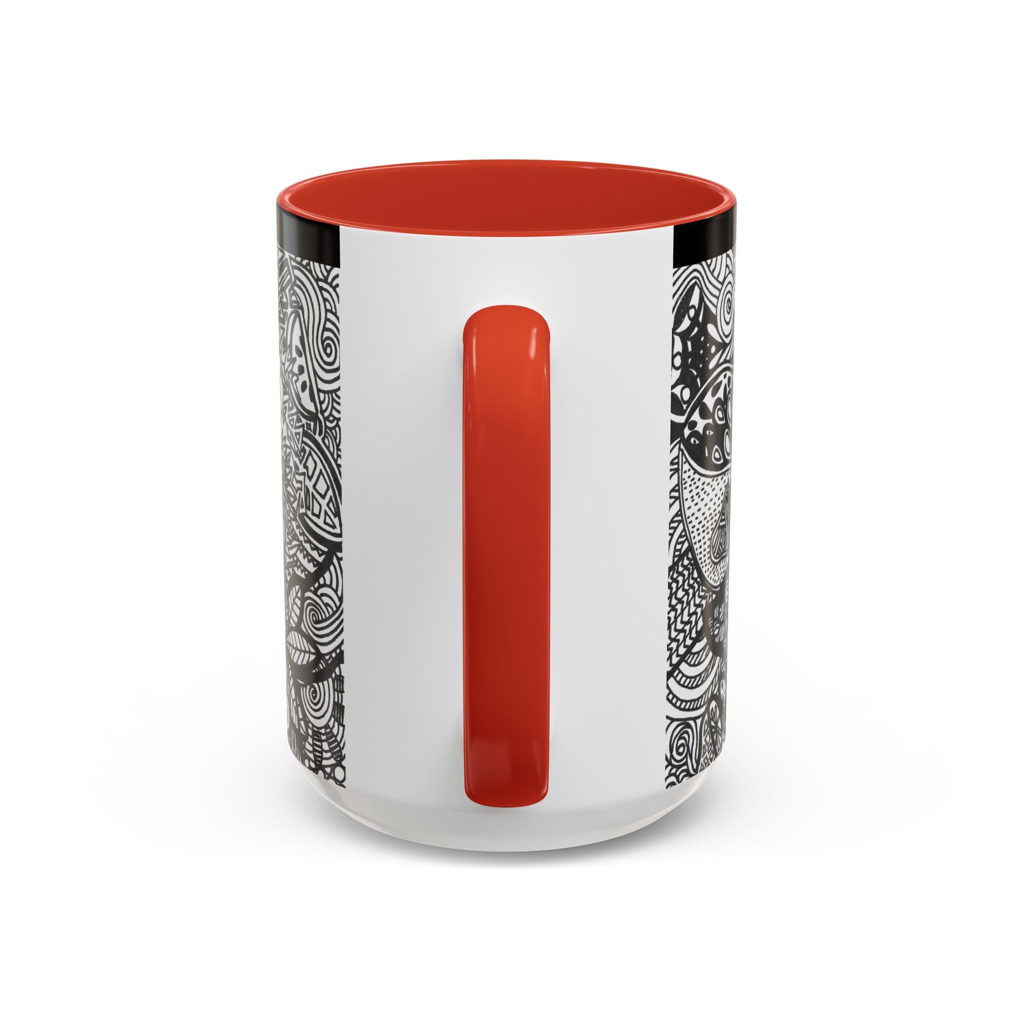 Black and White Doodle Pattern Accent Coffee Mug | 11oz 15oz