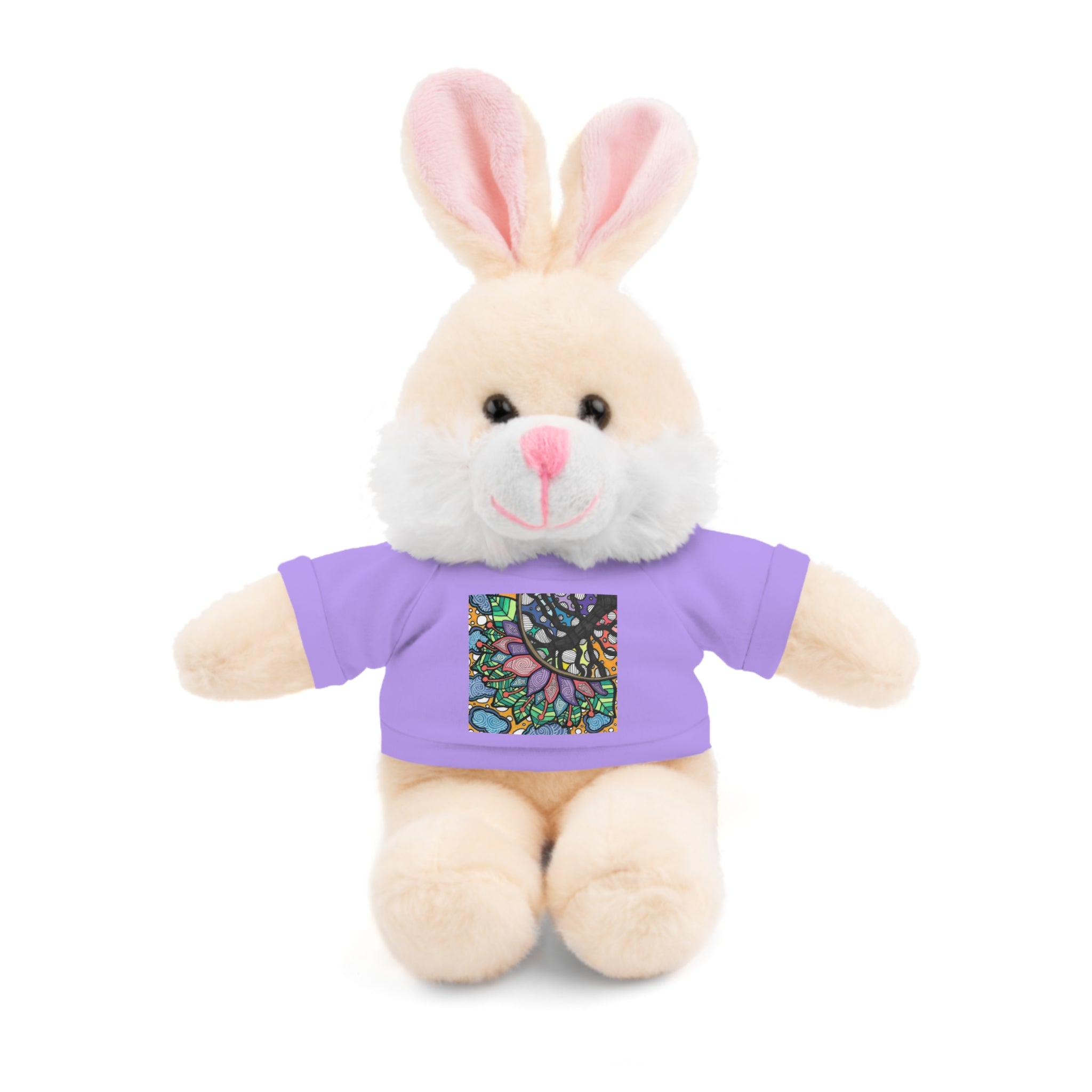Colorful Tree of Growth stuffed animal with printed tee